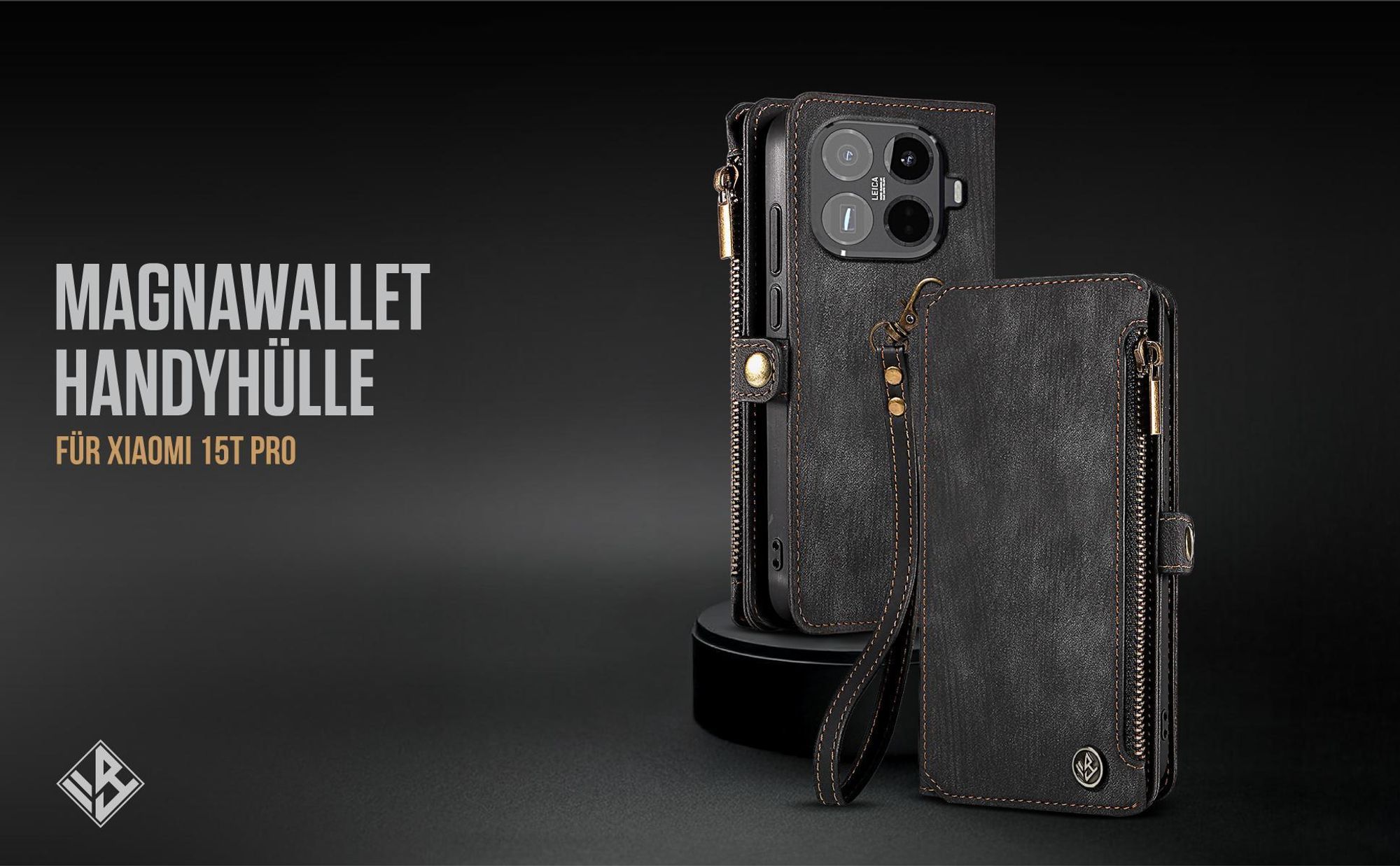 Klappbare Geldbeutel Handyhülle mit Handschlaufe für Xiaomi 15T Pro