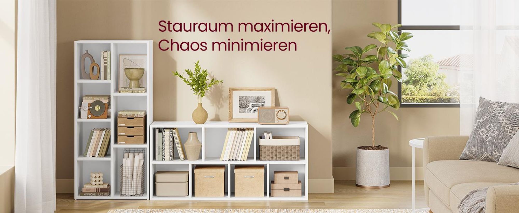 VASAGLE Bücherregal mit 7 Fächern weiß aus Holz 50 x 24 x 106 cm Bücherschrank TV-Ständer Display-Regal LBC27WT