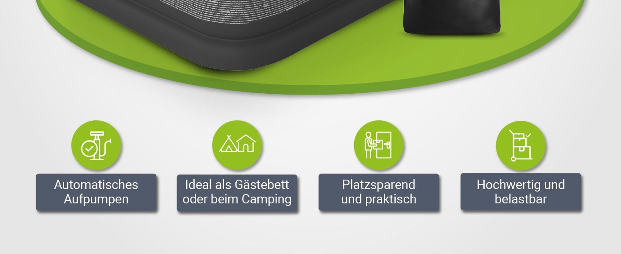 Juskys Luftmatratze Sapri M in Grau / Anthrazit - 1 Personen Luftbett selbstaufblasend mit Pumpe