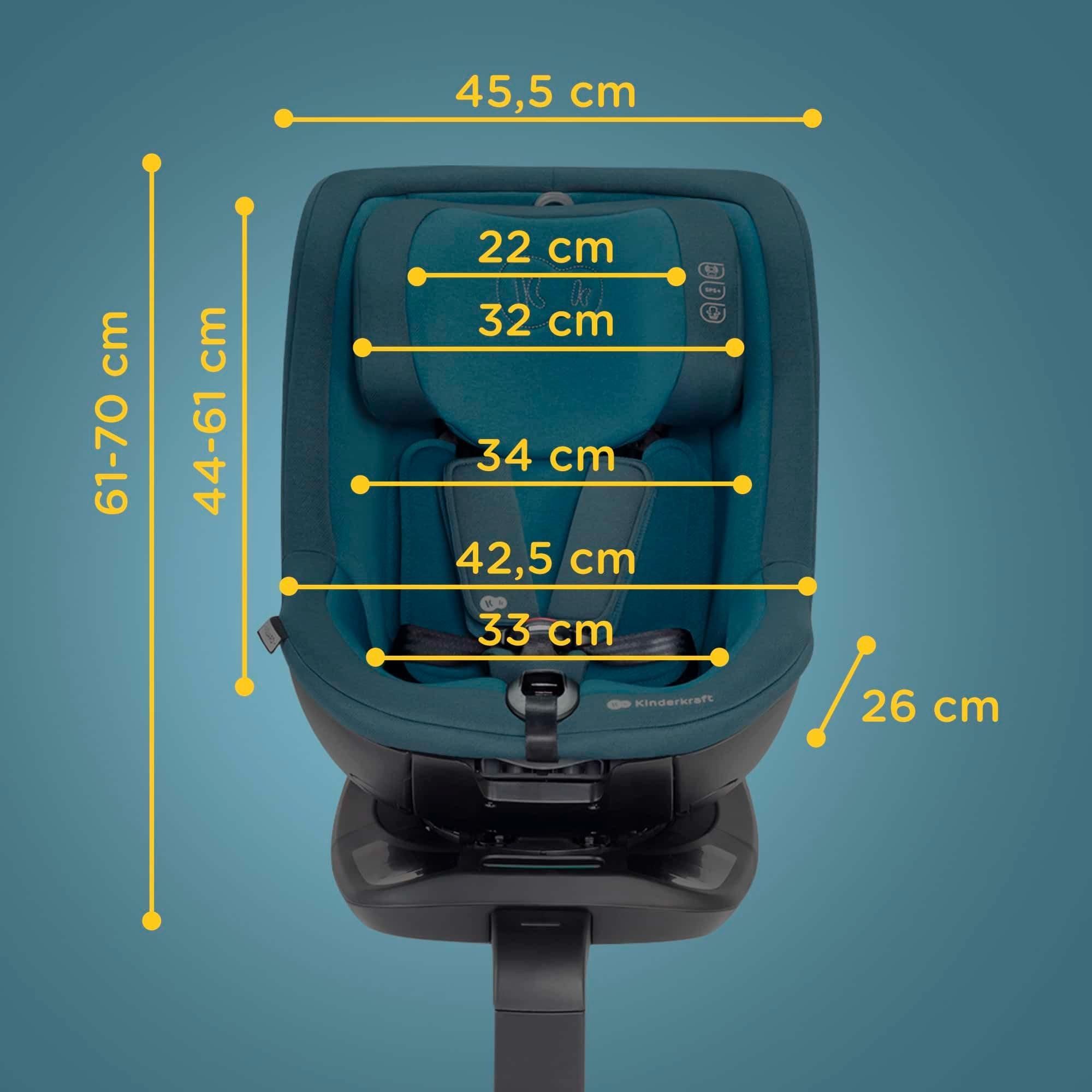 Kinderkraft I-GUARD i-Size - Autositz 40-105 cm - R129 Norm - 360° - H-GUARD SYSTEM - ISOFIX - Belüftete Schale - Verstellbare Kopfstütze - Grau