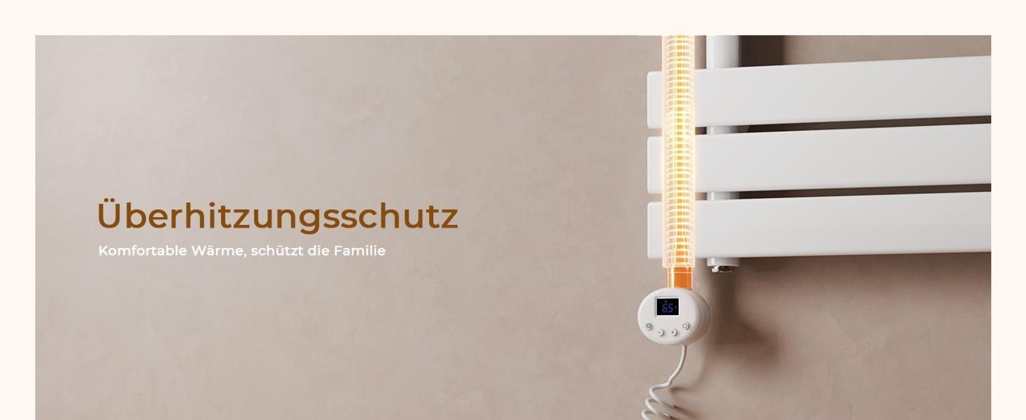 S'AFIELINA Handtuchheizkörper Elektrisch 1320x600mm, Badheizkörper Elektrisch mit Thermostat, WiFi, programmierbarem Timer, LCD-Anzeige, 800 W, Weiß