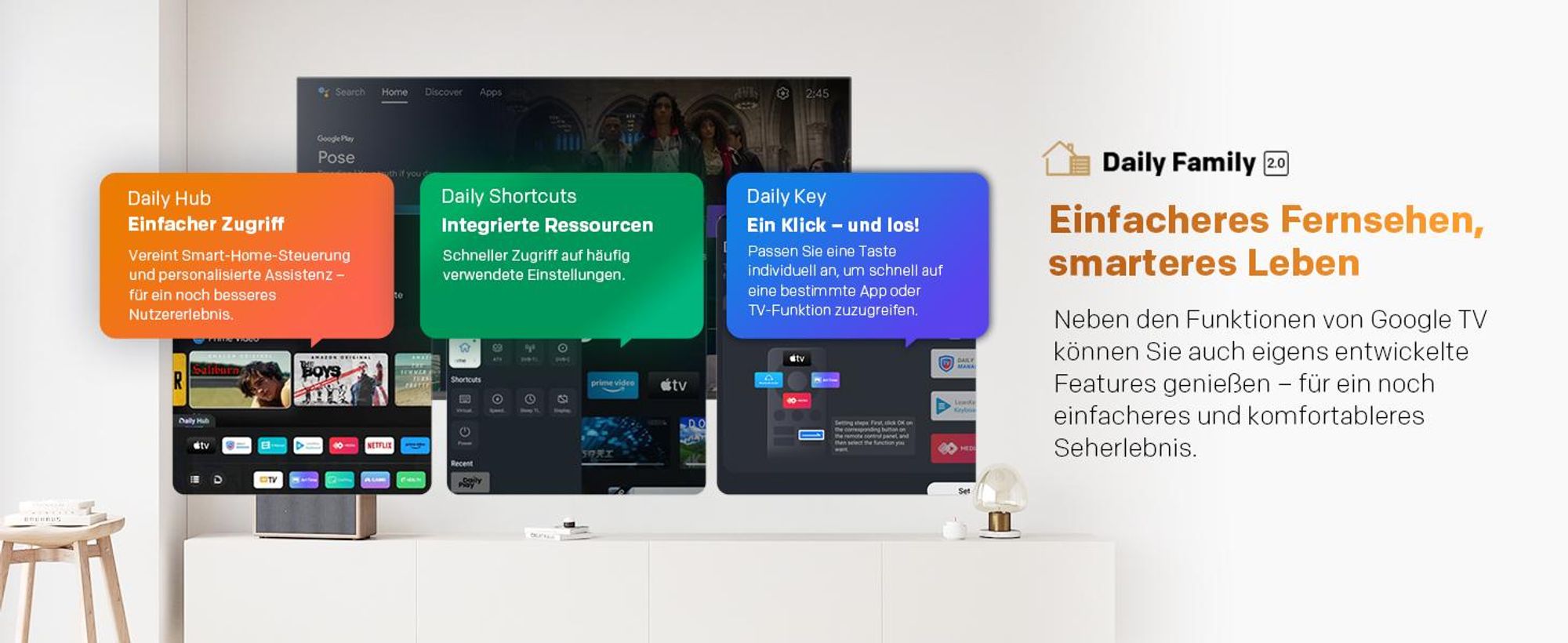 coocaa 40 Zoll (100cm) QLED FHD Smart TV – Google TV, HDR10, Dolby Audio, Bluetooth 5.1, EyeCare & Google Cast, Ideal für WM 2026 & Schlafzimmer