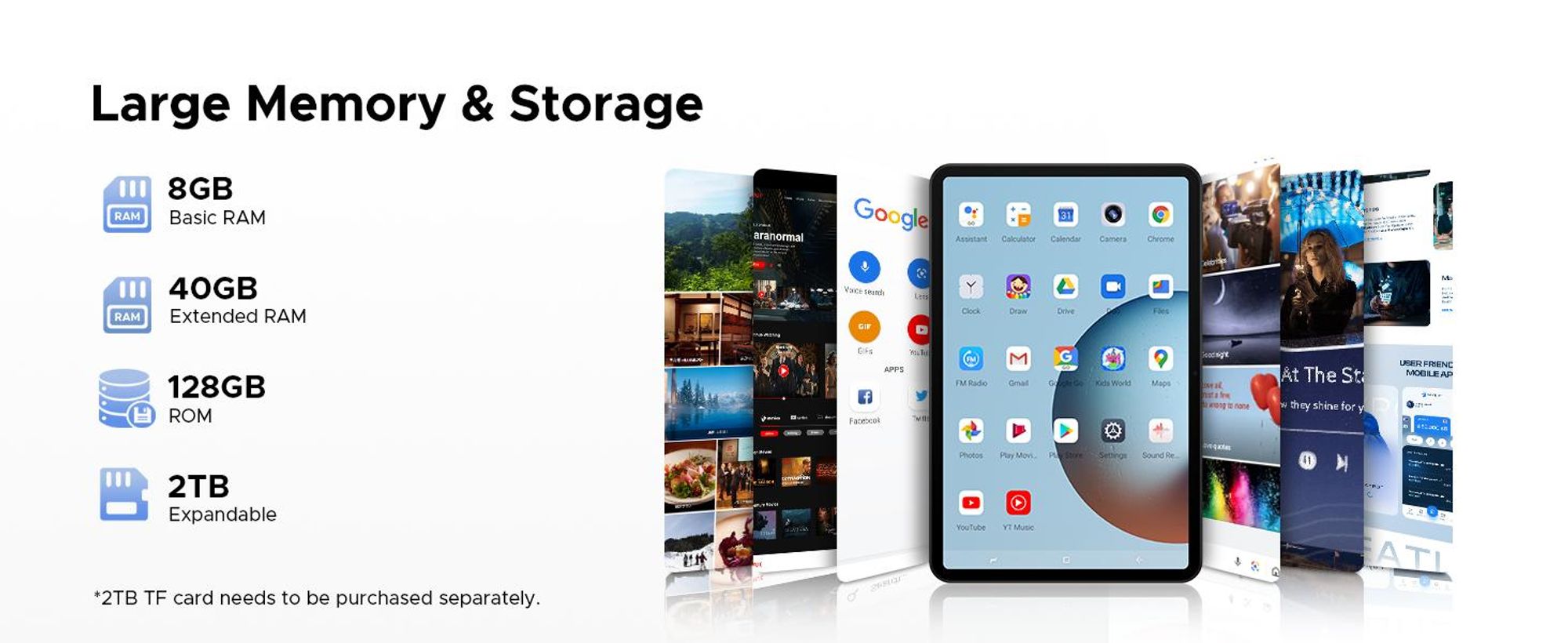 POCKAM P13 Tablet, Android 16, 13 inch, 120 Hz, 48 (8+40) GB + 128 GB/TF 2 TB, 12000 mAh, 5G WiFi, met stylus/muis/toetsenbord, 13MP+8MP/Widevine L1/Gemini AI