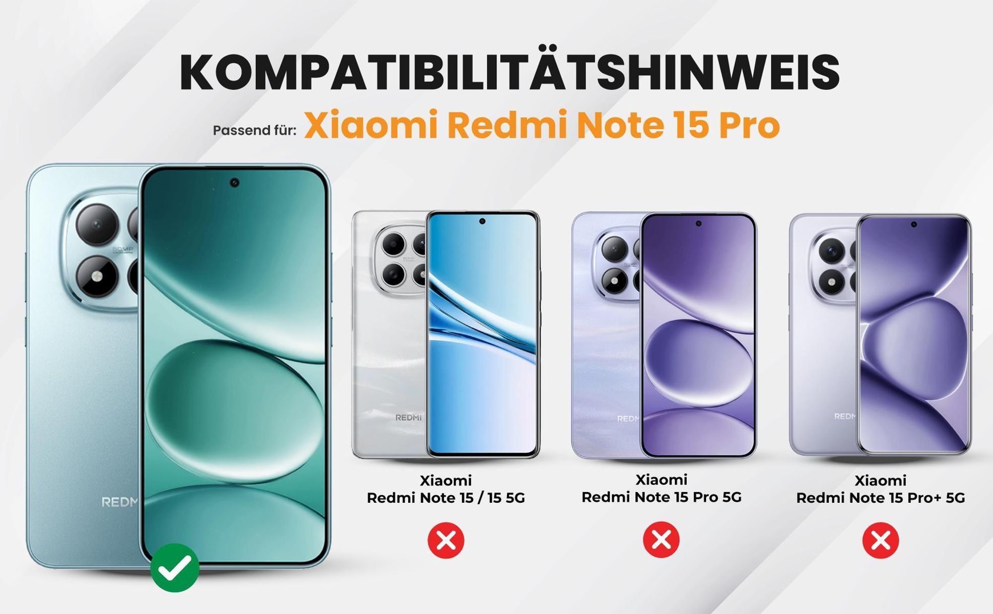 Kompatibilitätshinweise Hülle für Xiaomi Redmi Note 15 Pro