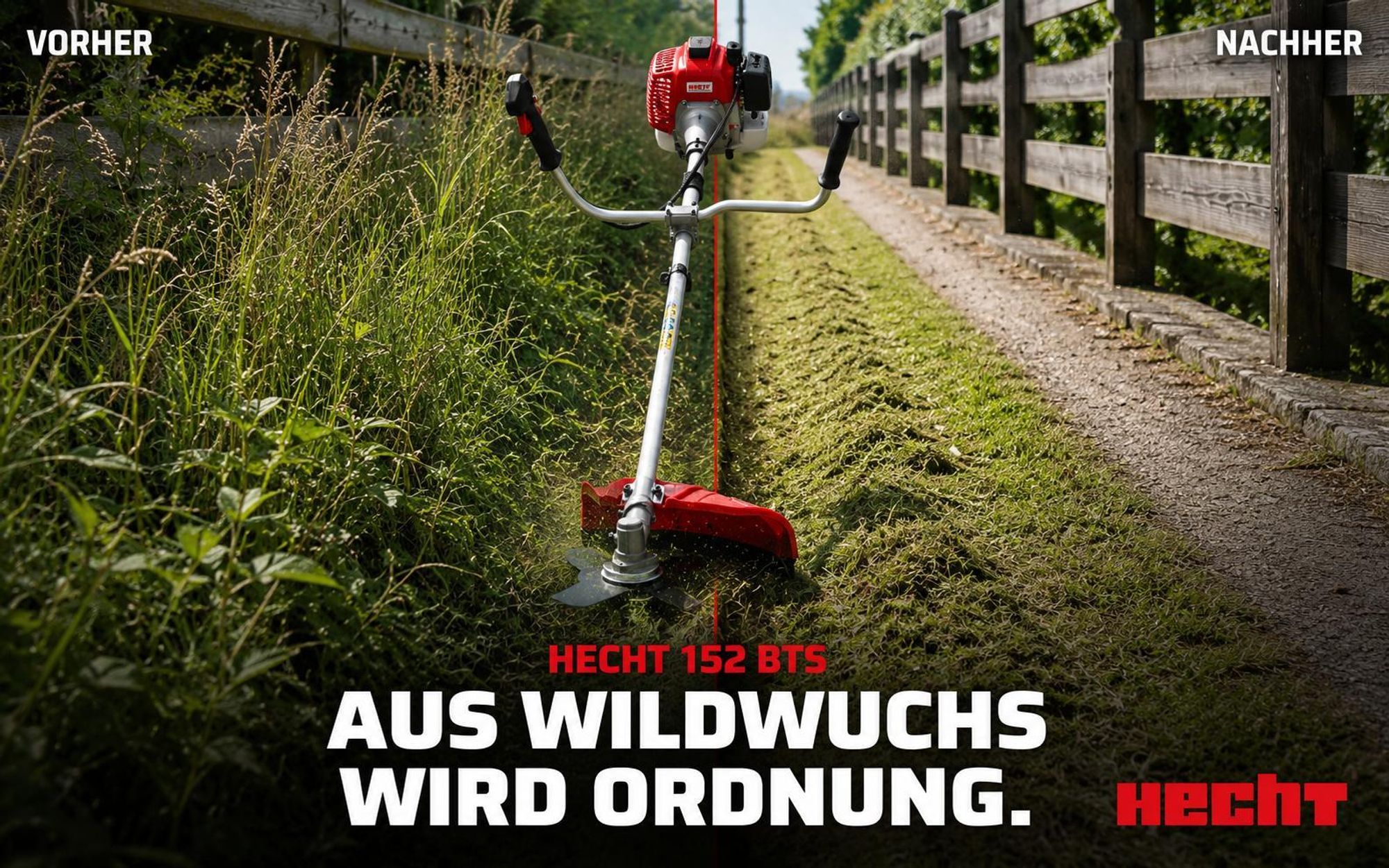 HECHT 152 BTS Freischneider Benzin | mit Tragegurt | 25,5 und 43 cm Schnittkreis | 2 PS | 51,7cm³
