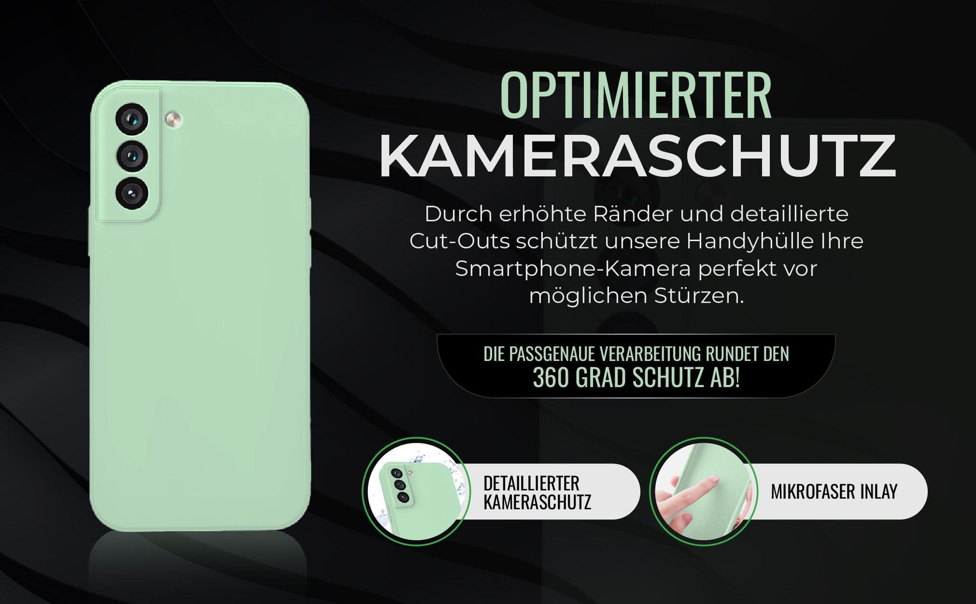 Handyhülle in Türkis für Samsung Galaxy S22 in detailliertem Kamera Cutout