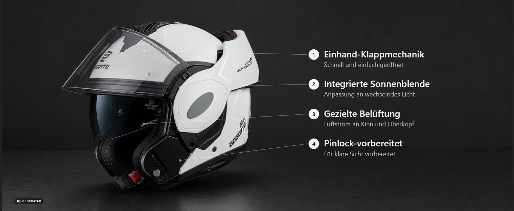 Bogotto FS-X600 Klapphelm, schwarz, L