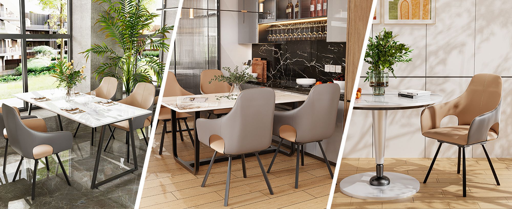 FATIVO 2er set drehbar Esszimmerstühle Essstühle Esszimmerstuhl Wohnzimmerstuhl Küchenstuhl Rückenlehne Stühle Leder Polsterstuhl bis 150kg