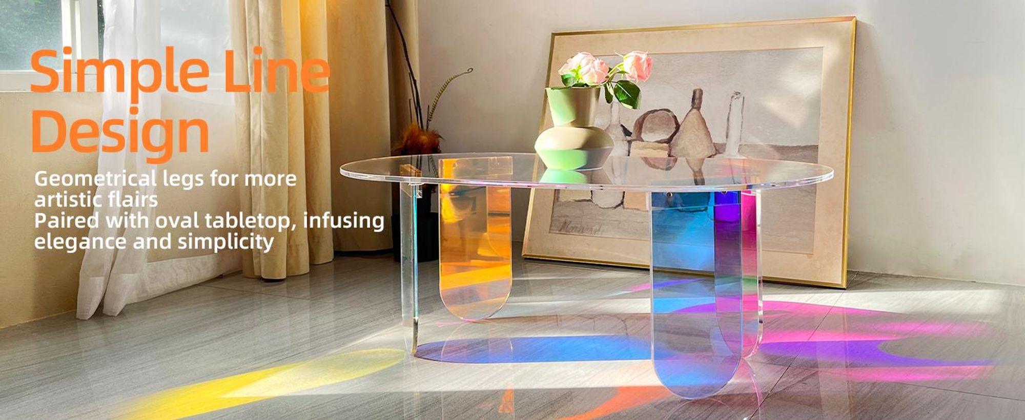 Vrygle Couchtisch Acryl Wohnzimmertisch Oval: 95x50x36cm Kaffeetisch Aesthetic Beistelltisch Modern Transparent Tisch für Wohnzimmer Zimmer Büro