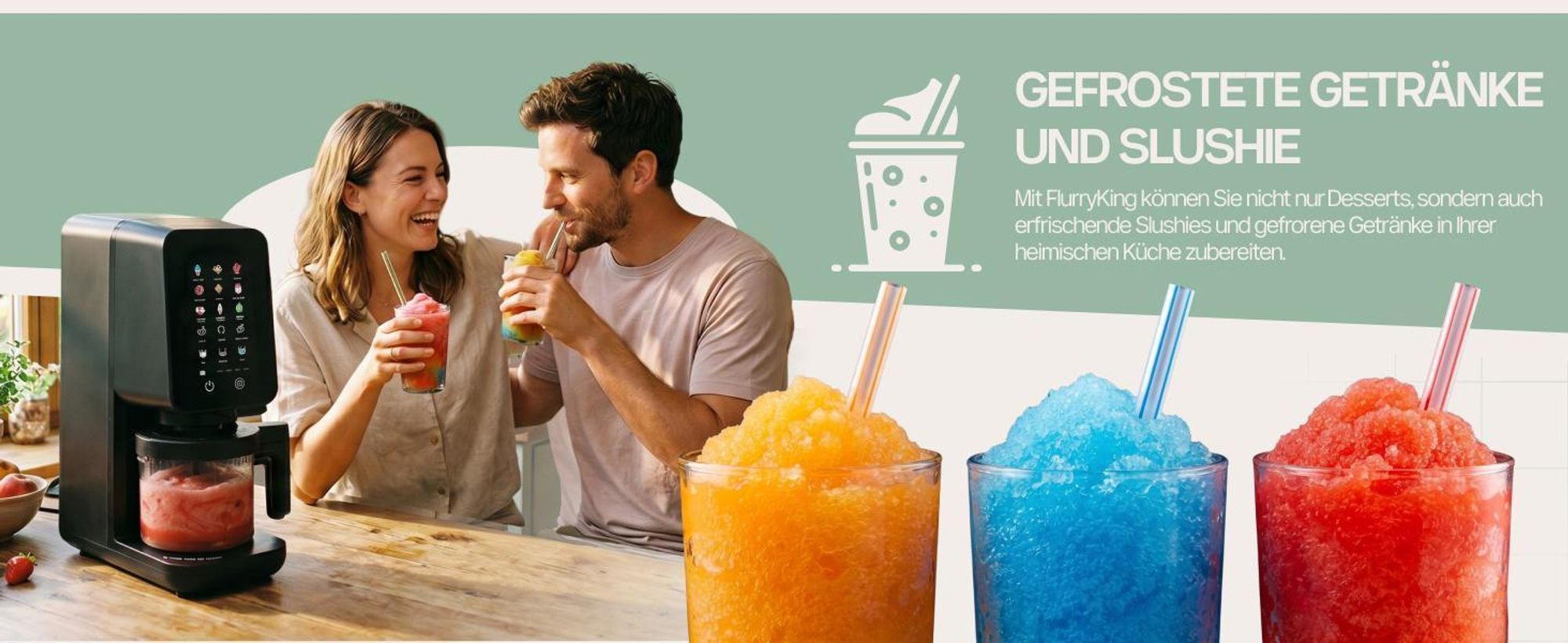 4Swiss IB026 FlurryKing Eismaschine Eiscreme Maschine - Softeismaschine Slush Maschine Ice Cream Maker Gelato Sorbet Frozen Joghurt BPA-Frei Schwarz