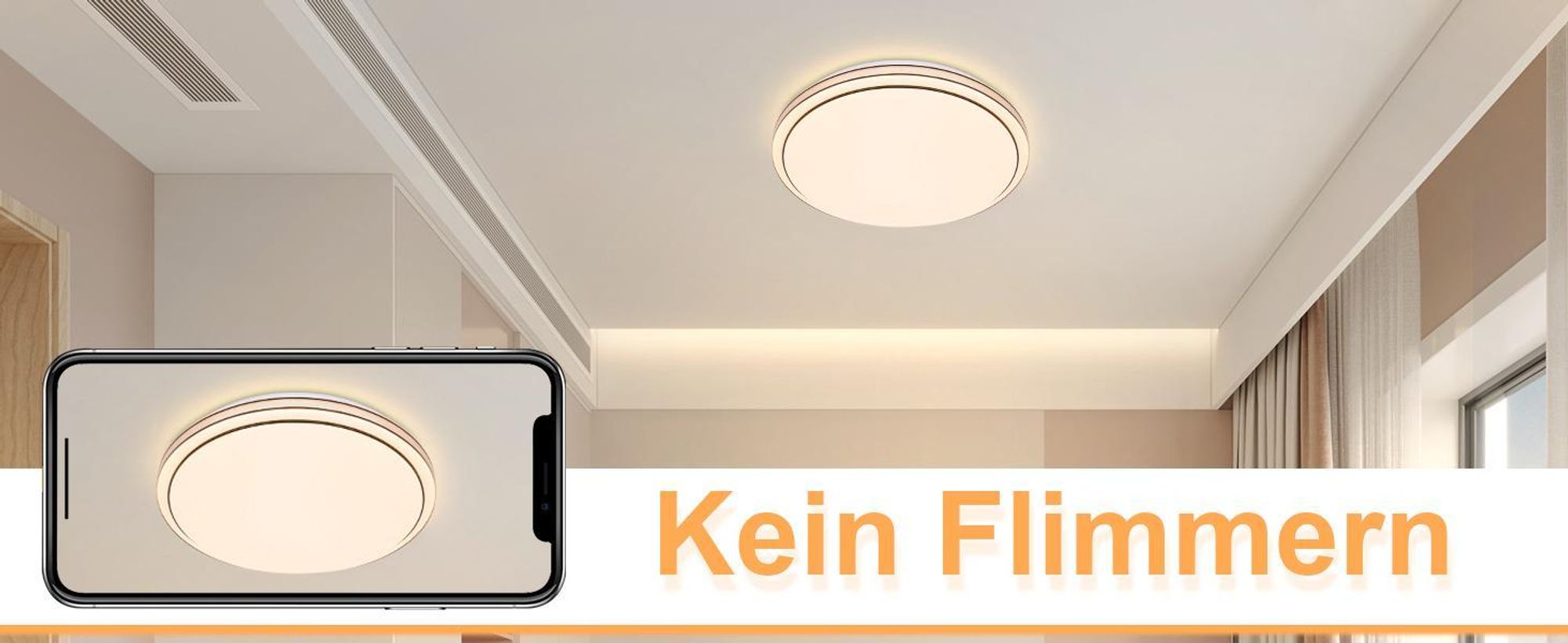 ZMH Deckenlampe LED Deckenleuchte Schlafzimmer 23W Schlafzimmerlampe Dimmbar mit Fernbedienung Ø27cm Sternenhimmel Küche Rund für Wohnzimmer Flur