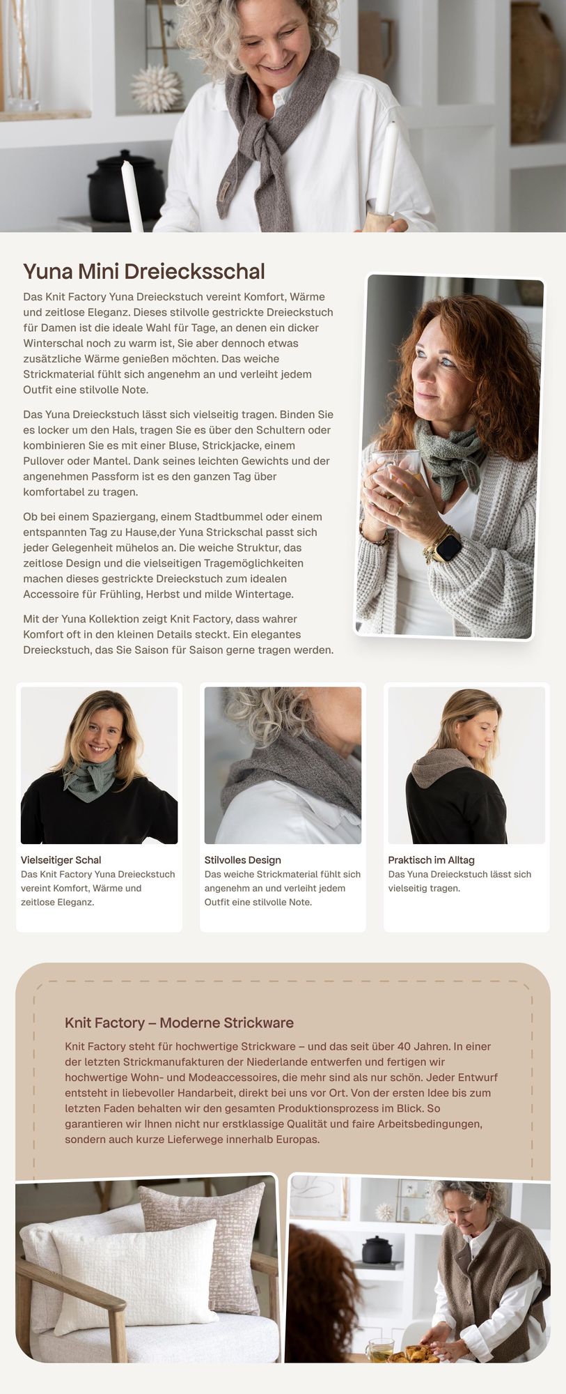 Knit Factory Yuna Mini Dreiecksschal - Urban Green - 125x35 cm