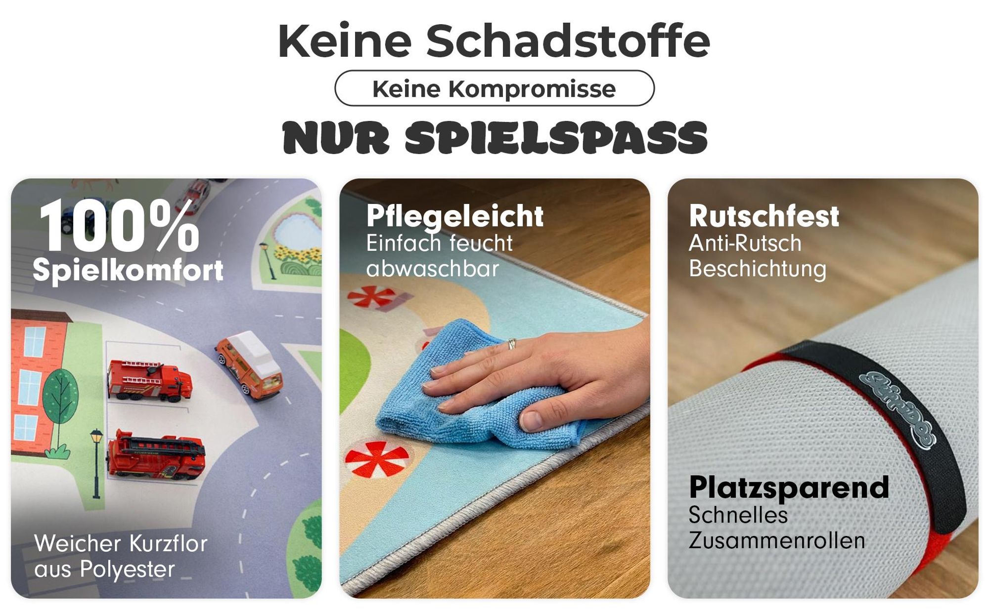 Spielteppich Straßenteppich Cute City Größe: 200cm x 140cm - Teppich Jungen & Mädchen Kinderzimmer, Kinderteppich
