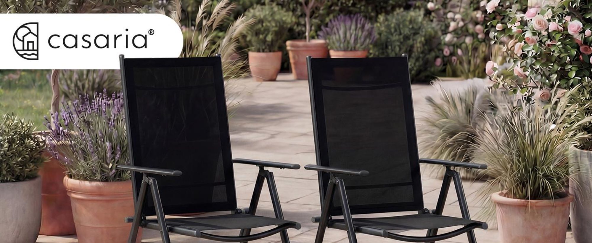 CASARIA® Gartenstühle 2er Set Hochlehner Anthrazit
