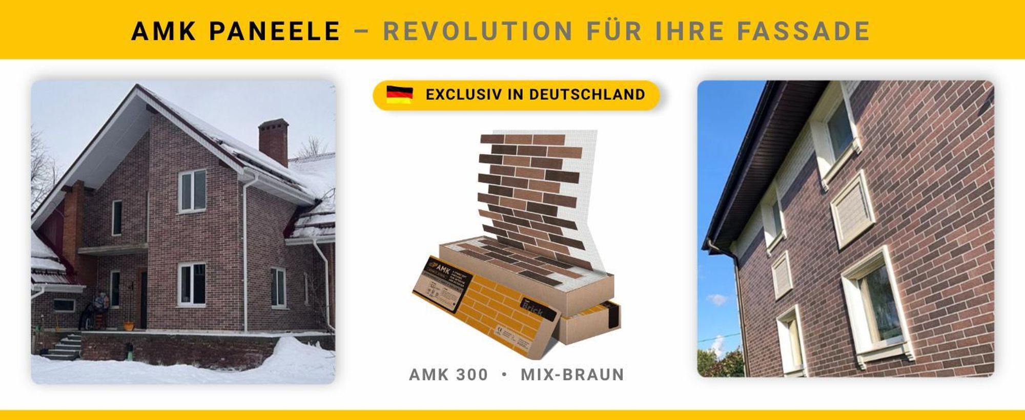 AMK Fassadenpaneele 300 Mix Braun – fertiges Objekt