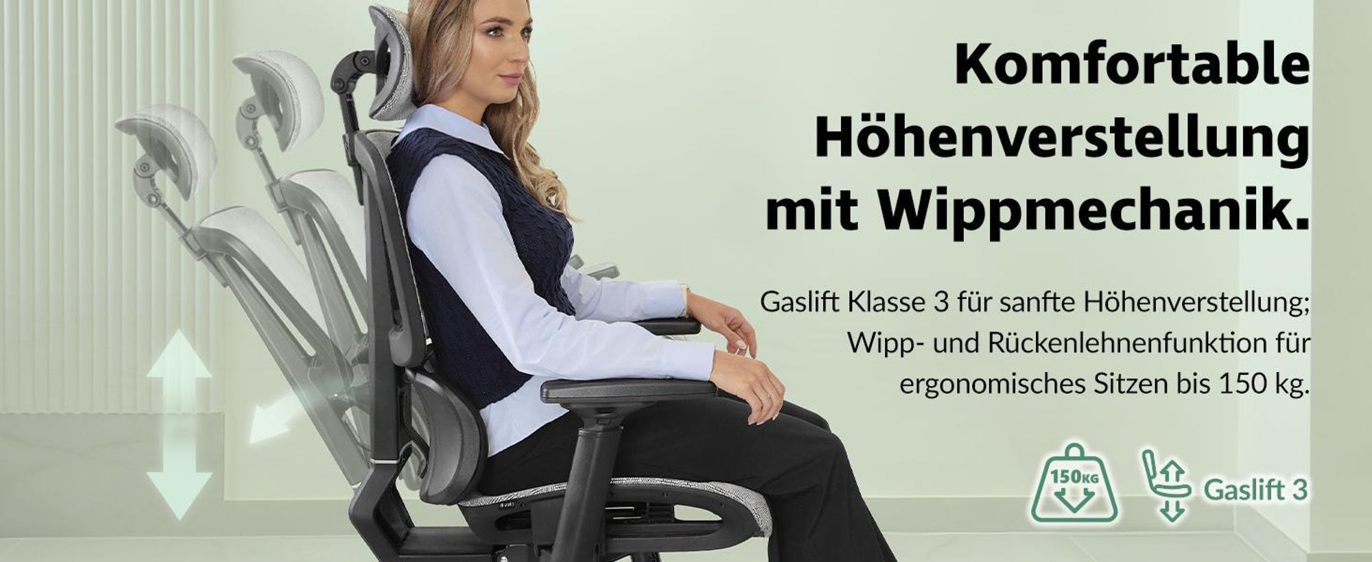 di volio® Bürostuhl Preda – ergonomischer Schreibtischstuhl mit Kopfstütze & 4D Armlehnen, atmungsaktives Mesh