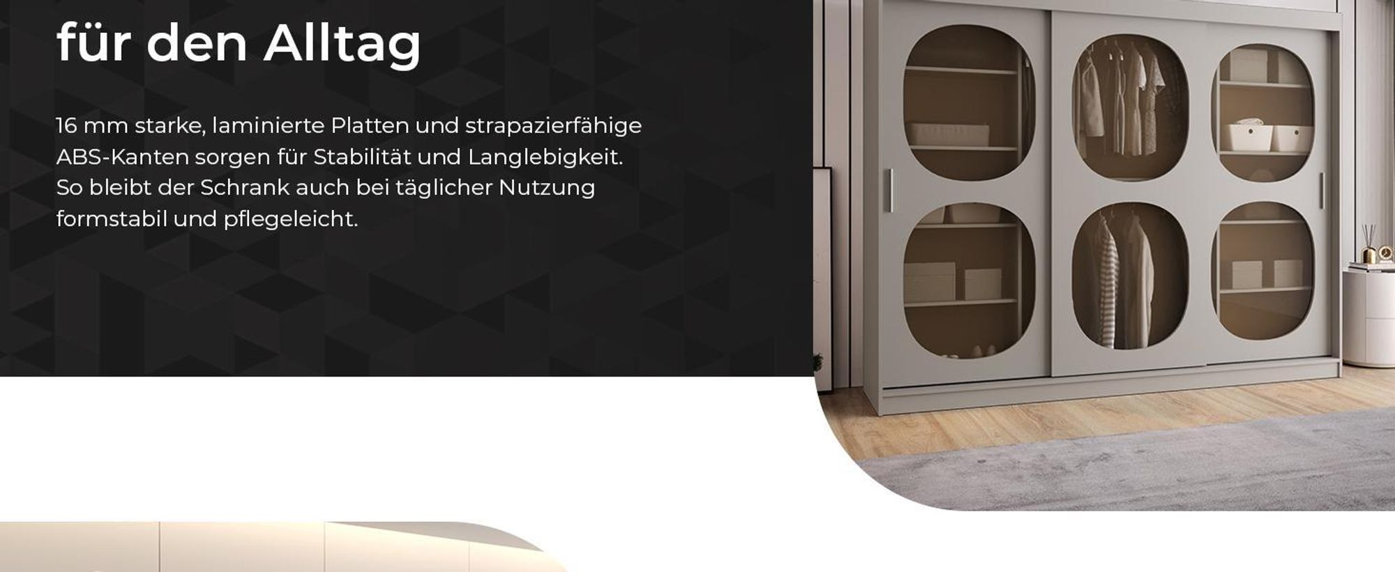 MEBLE KRYSPOL Kleiderschrank mit Glas 180 x 200 x 62 cm BAHRAJN 2, Schwarz