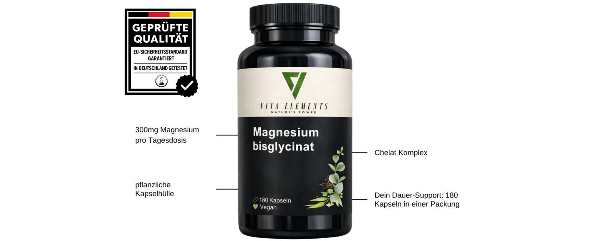 Vita Elements Magnesiumbisglycinat Produktdose