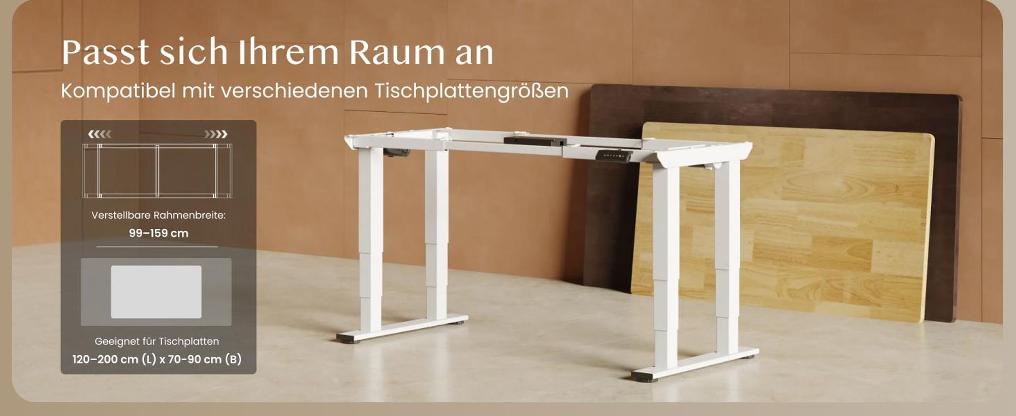 FLEXISPOT E6Q Elektrisch Höhenverstellbarer Schreibtisch, 4-Bein Schreibtischgestell, 250KG Traglast, Doppelmotor, USB-Anschluss & Sitzerinnerung Weiß