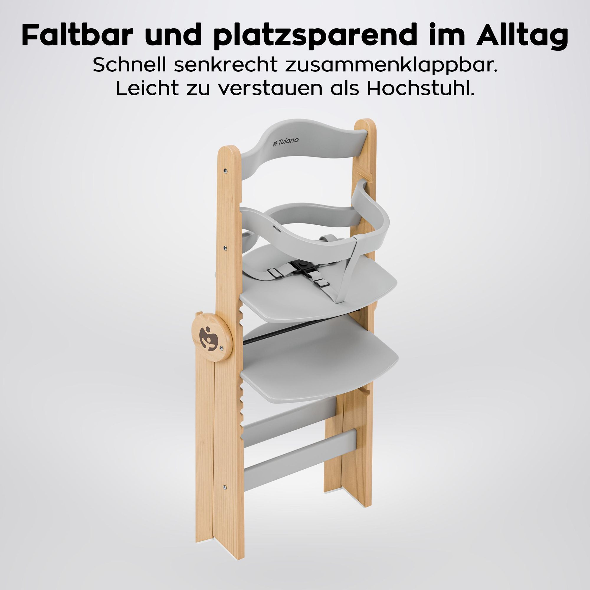 Hochstuhl 4in1 höhenverstellbarer Holzhochstuhl für kinder 9 Einstellungsstufen von 6 Monaten bis 12 Jahren bis zu 40 kg Ergonomische Rückenlehne