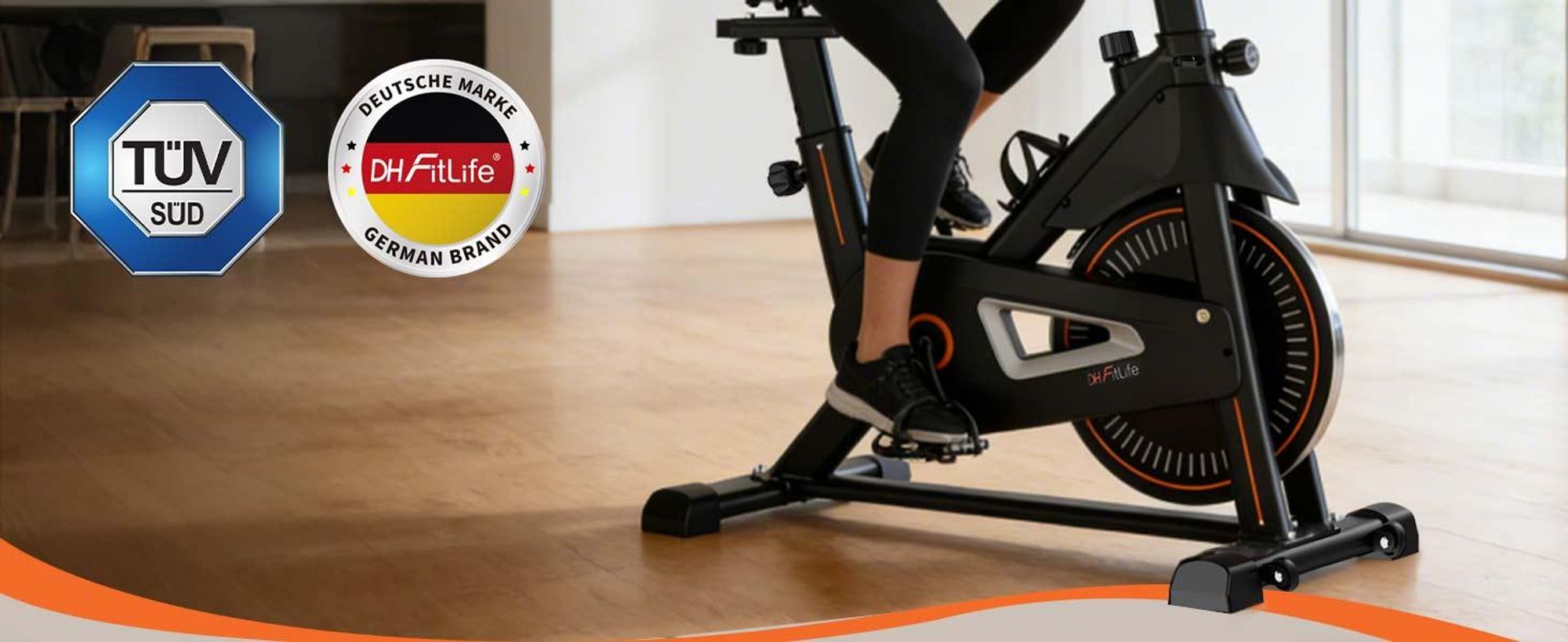 DH FitLife Vélo d’appartement ergomètre magnétique, silencieux, capteur de pouls, compatible avec apps, moniteur et nouveau guidon