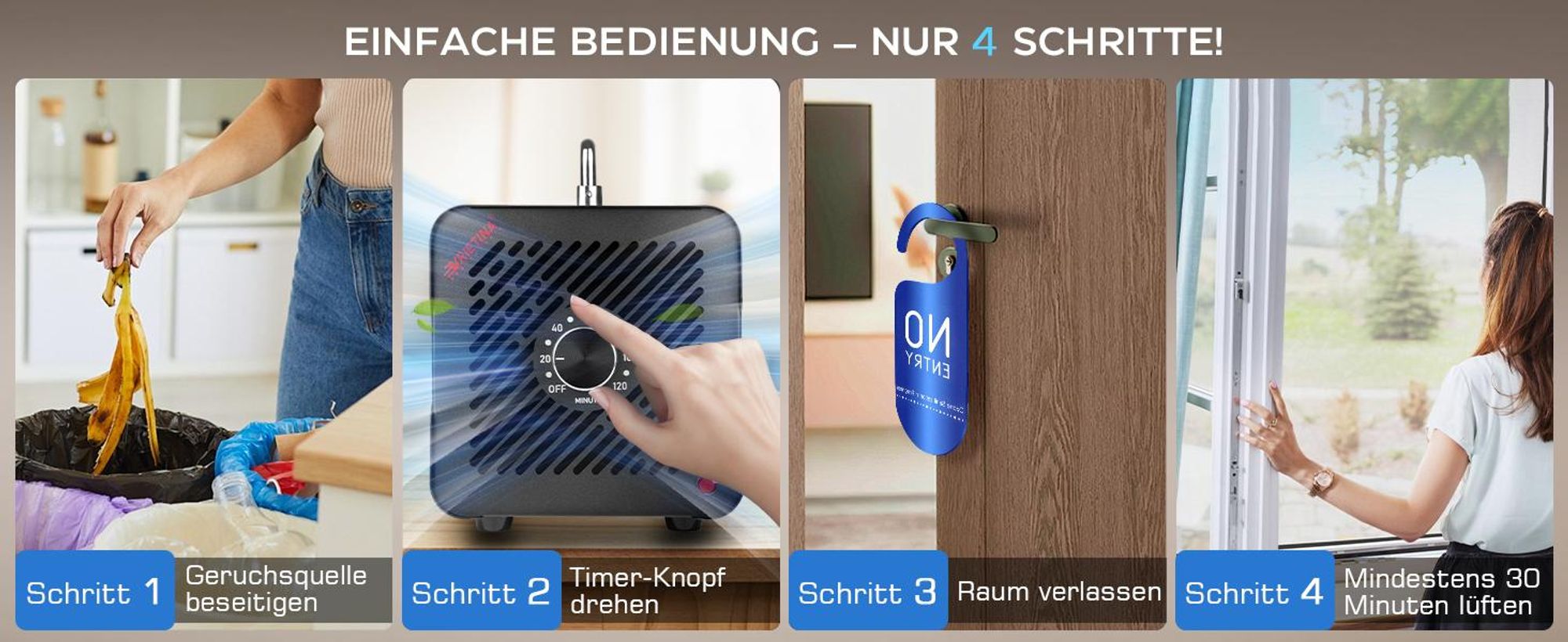 Ozongenerator 65000 mg/h, bis 300 m², Timer, Leise≤35 dB, Ozonisator Industrie, Geruchsbeseitigung/Desinfektion für Industrie, Haushalt, Auto, Hotel