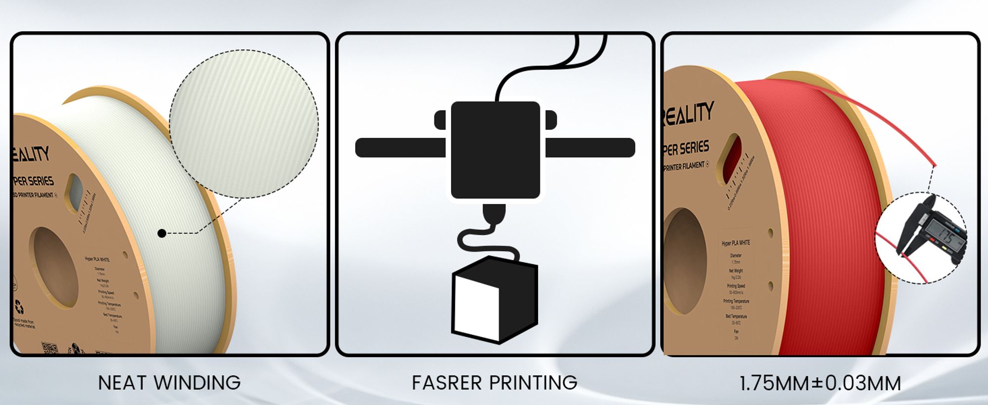 Creality Hyper PLA Filament for 3D Drucker,Hohe Geschwindigkeit,1.75 mm, für Hochgeschwindigkeitsdruck, Maßgenauigkeit +/-0.02 mm, 1000g/Spule-Schwarz