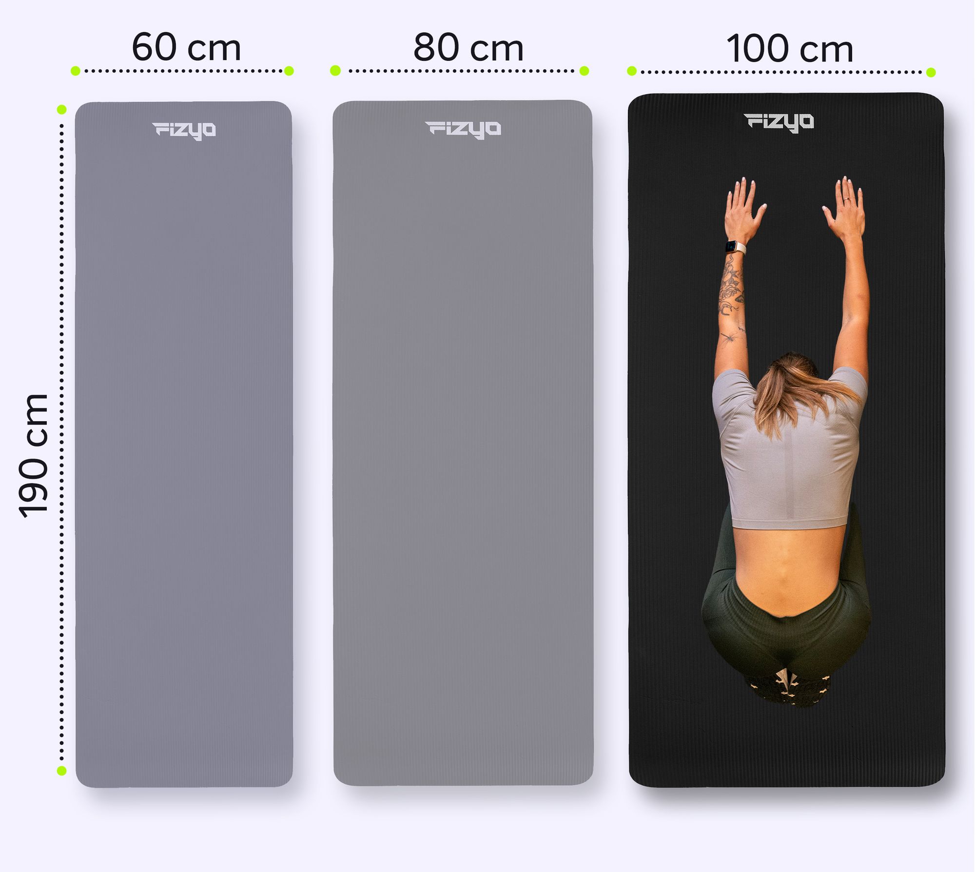 Produktová fotografie gymnastické podložky FIZYO z NBR pěny na bílém pozadí