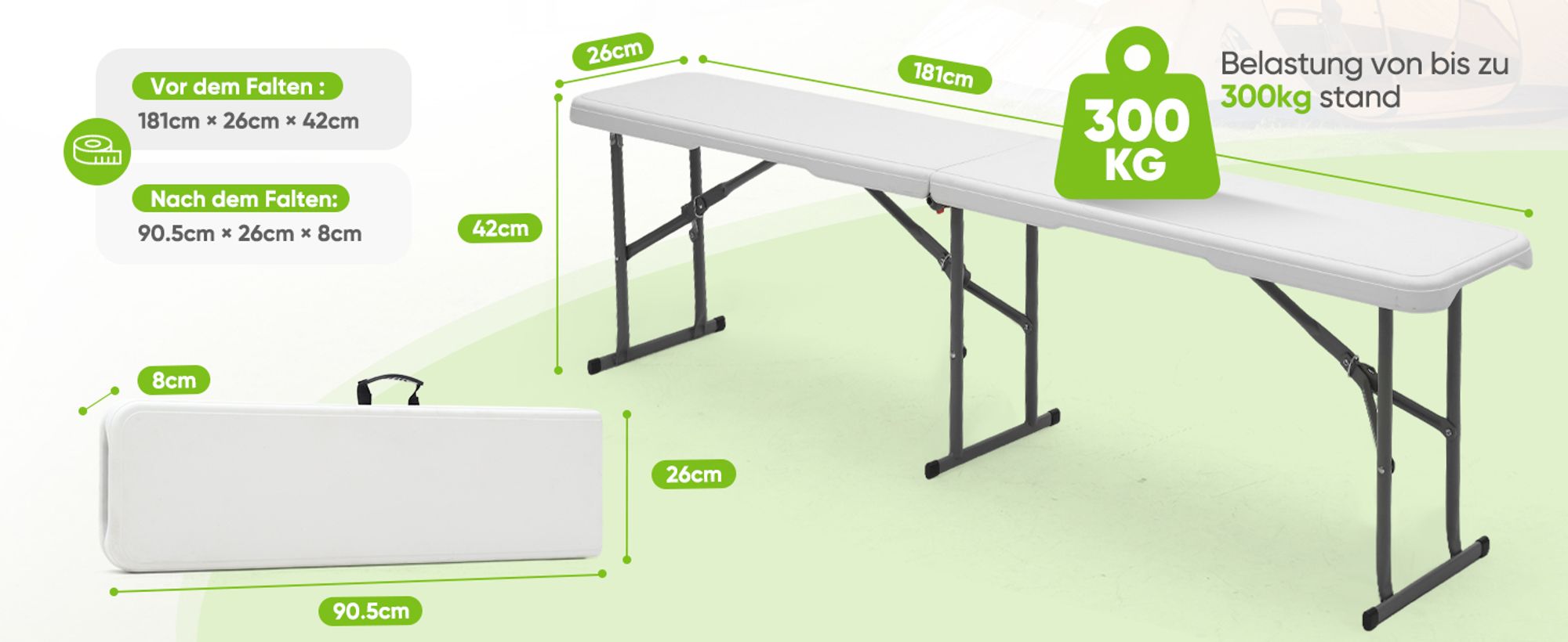 Sekey Kunststoff Klappbank Bierbank Campingbank Sitzbank bis 300kg Belastbar