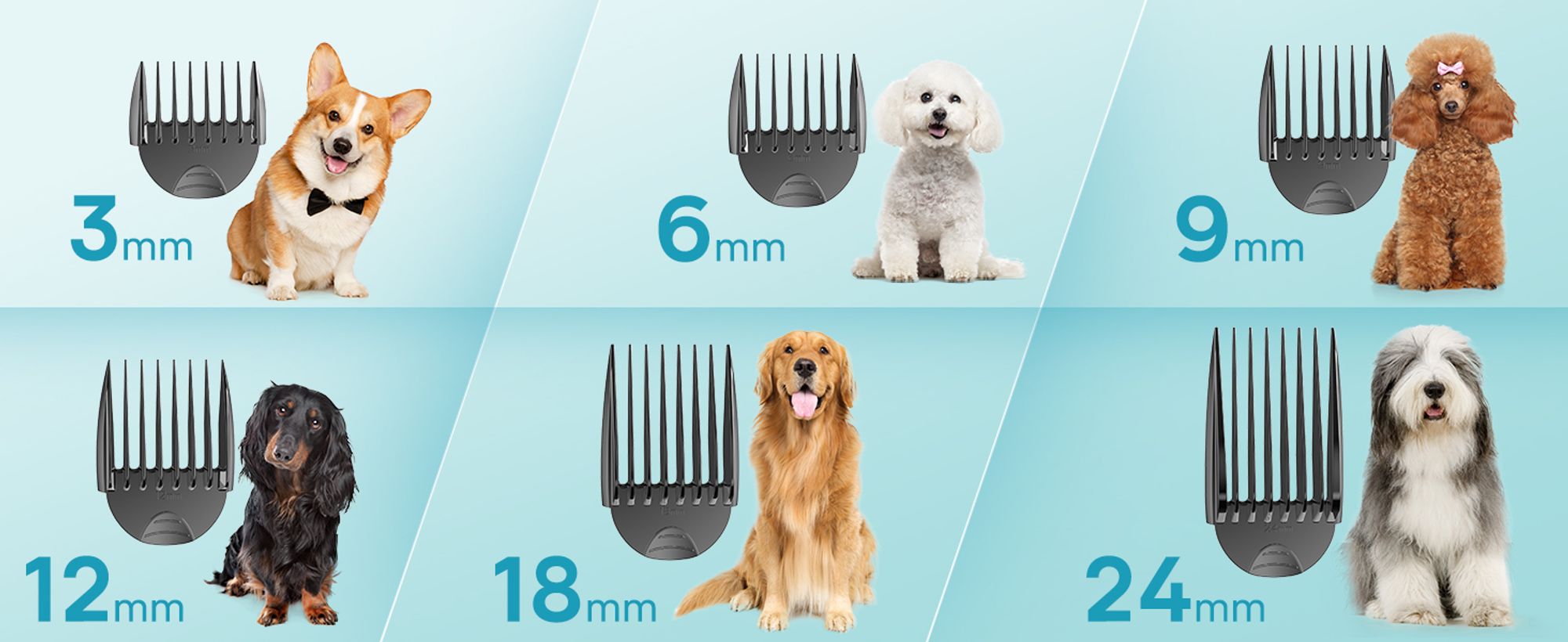 Oneisall Leise Hundeschermaschine, Profi Schermaschine Hund Katze mit 6 Aufsätze