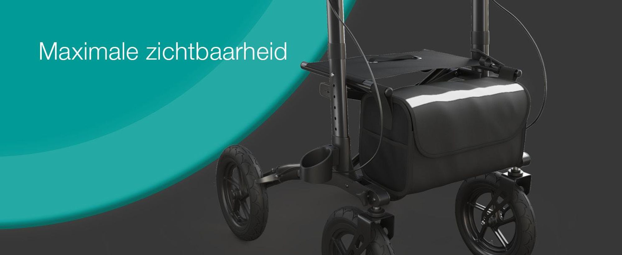 ELONEO inklapbare rollator met zitplaats, outdoor rollator met luchtbanden, inclusief zitvlak, rugsteun en verstelbare loopsteun van aluminium