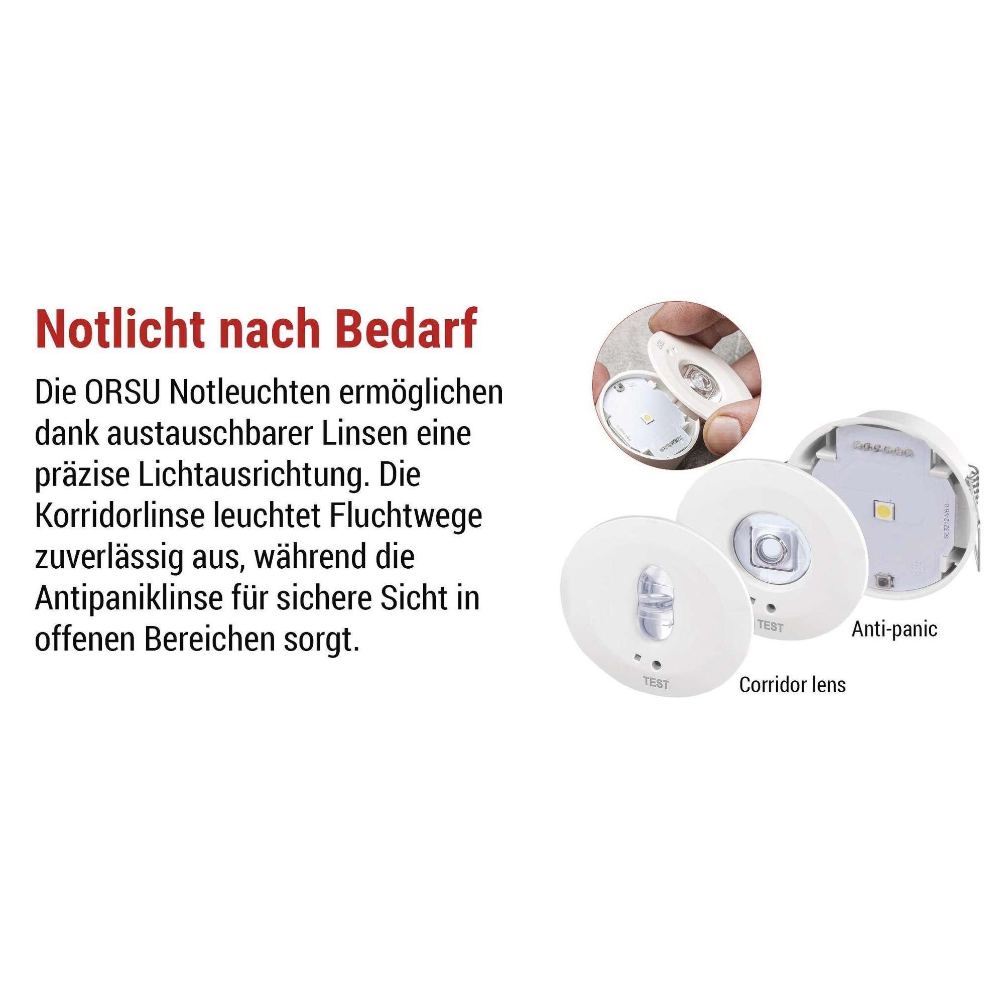 EMOS LED-Sicherheitsleuchte ORSU 1W mit 2 Linsen und Akku, mit Auto-Testfunktion, 3 Std. Notfall-Modus, Einbaumontage, kaltweiß, für Innen, ZN1330