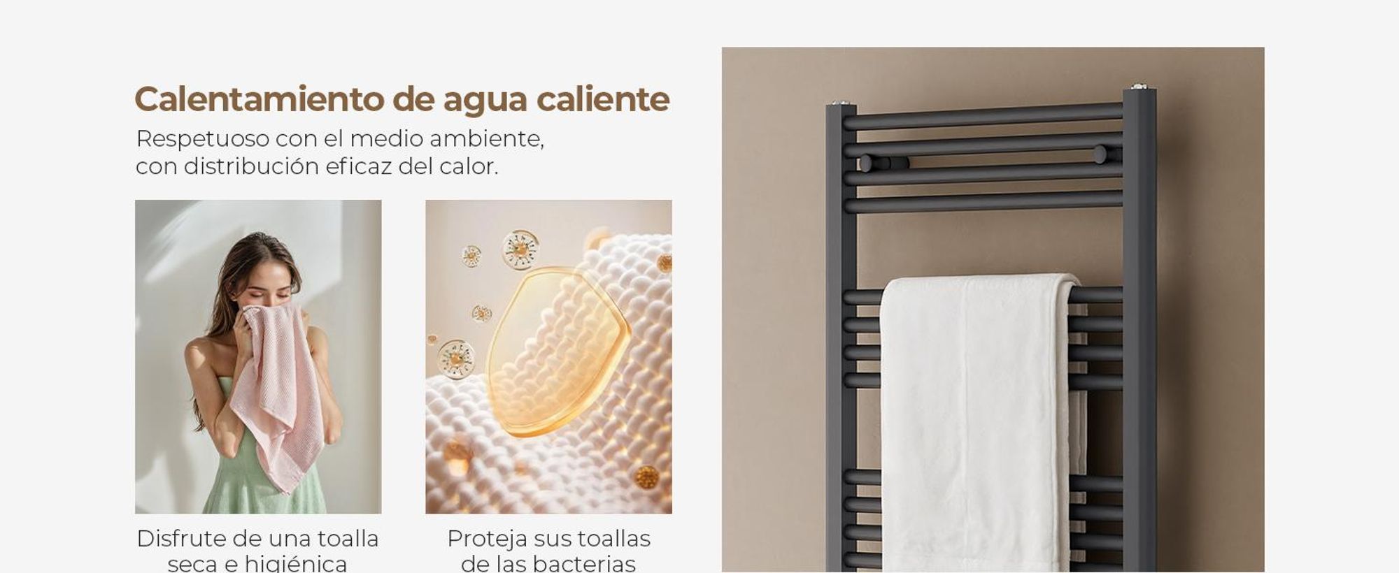 Radiador toalla de 180 x 60 cm, 860 W, color antracita, radiador toalla con conexión central, diseño recto, secador de toallas – S'AFIELINA