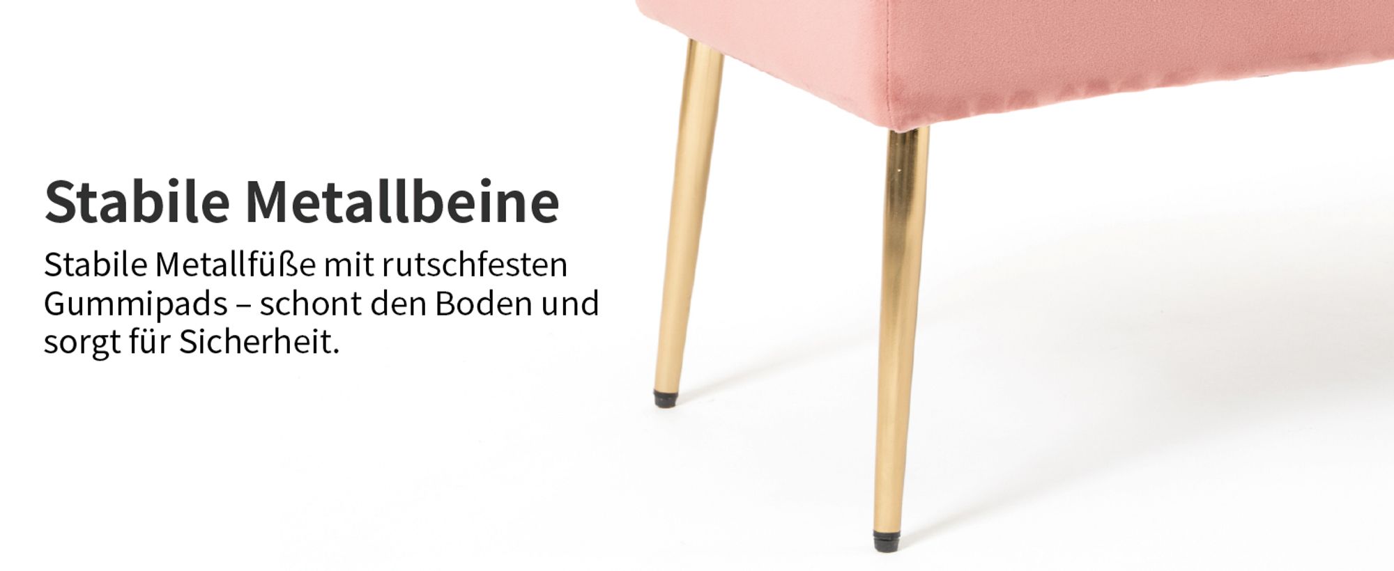 Duhome Sitzbank Polsterbank mit Knöpfen, Schuhbank aus Samt, rechteckig Bettbank mit Metallbeine, Rosa