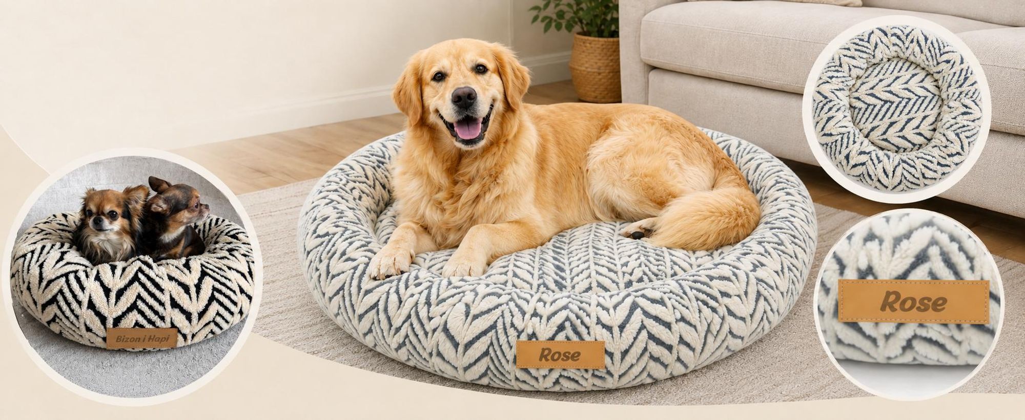 Dogeste RUMI hondenbed XXL, 100 cm, rond, voor grote honden, wasbaar, antislip