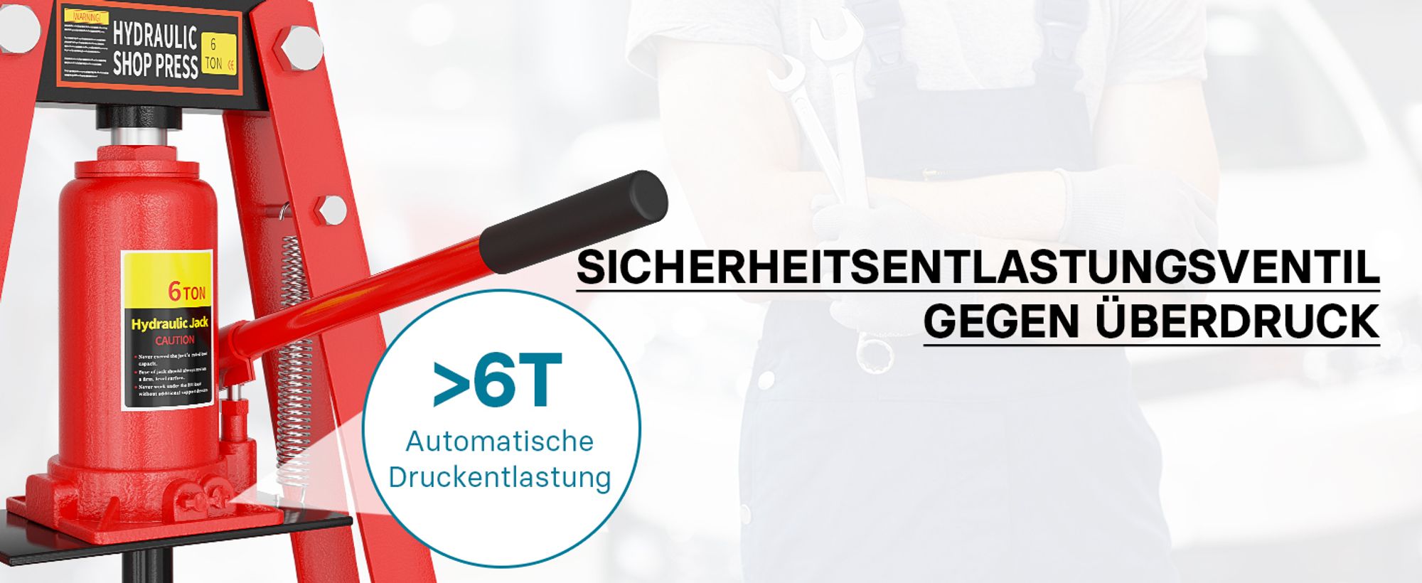 Wiltec 6T A-Rahmen Werkstattpresse, 260 mm, Hydraulikpresse aus Stahl, Rahmenpresse, Lagerpresse zum Pressen, Stempeln, Umformen
