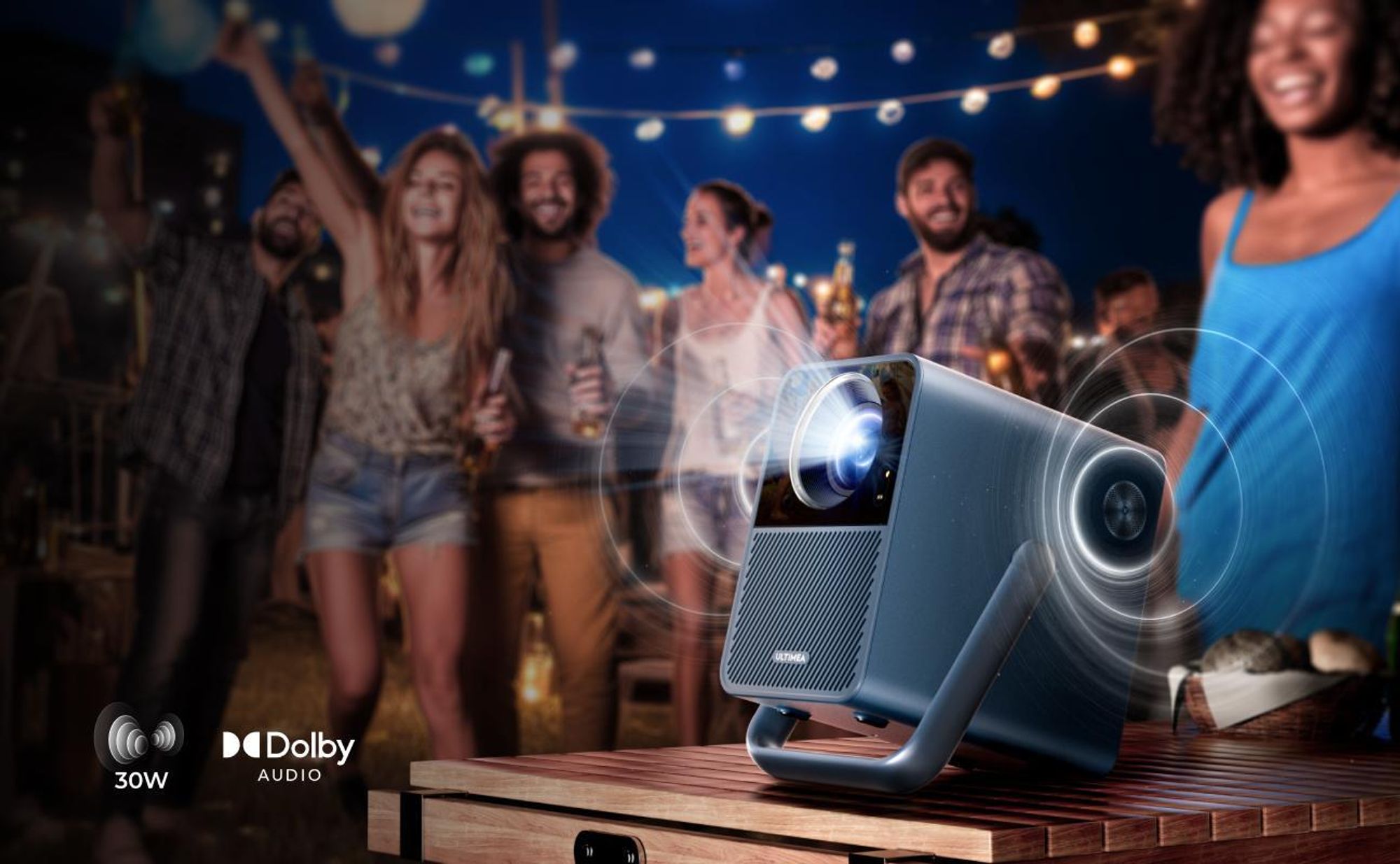 ULTIMEA projektor Android TV 11.0 s NETFLIX, podpora domáceho kina 4K, 1000 ANSI lúmenov, Dolby Audio, dizajn s rukoväťou na prenášanie, Poseidon E40 Smart Series