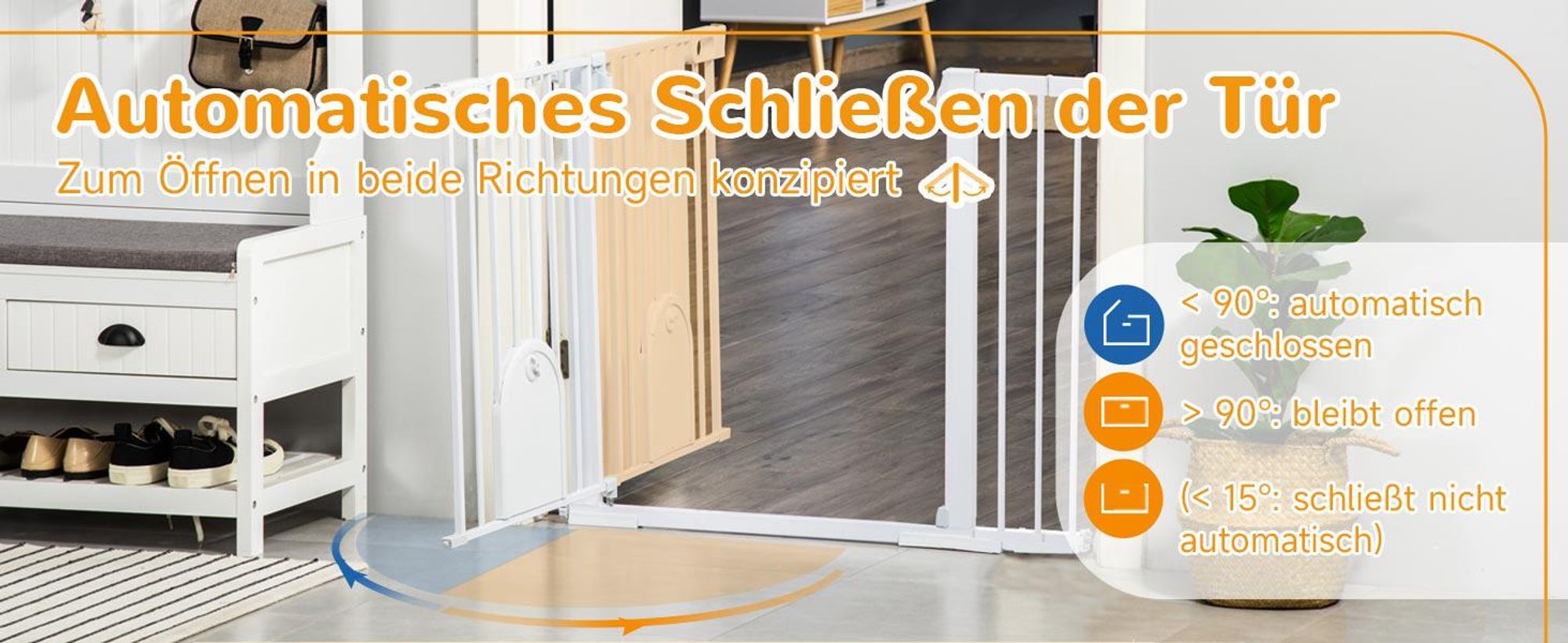 PawHut Hunde Absperrgitter Schutzgitter Türschutzgitter Metall ABS Weiß