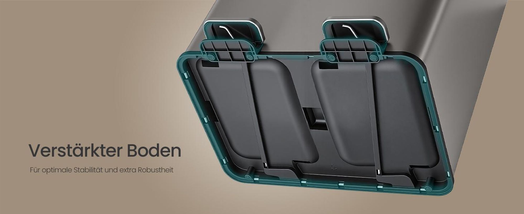 SONGMICS Mülleimer Küche, 2 x 30 Liter, 2 Fächer, Abfalleimer, Tretmülleimer, Softclose-Deckel, Edelstahl, silbern