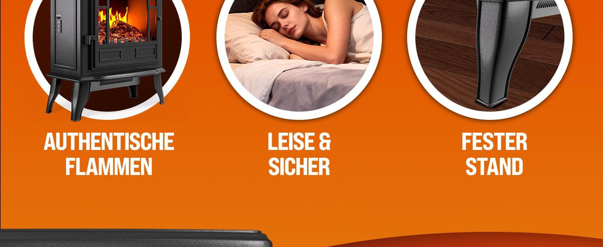 Monzana Elektrokamin mit Heizung 2000W Heizlüfter LED Flammeneffekt Schwarz