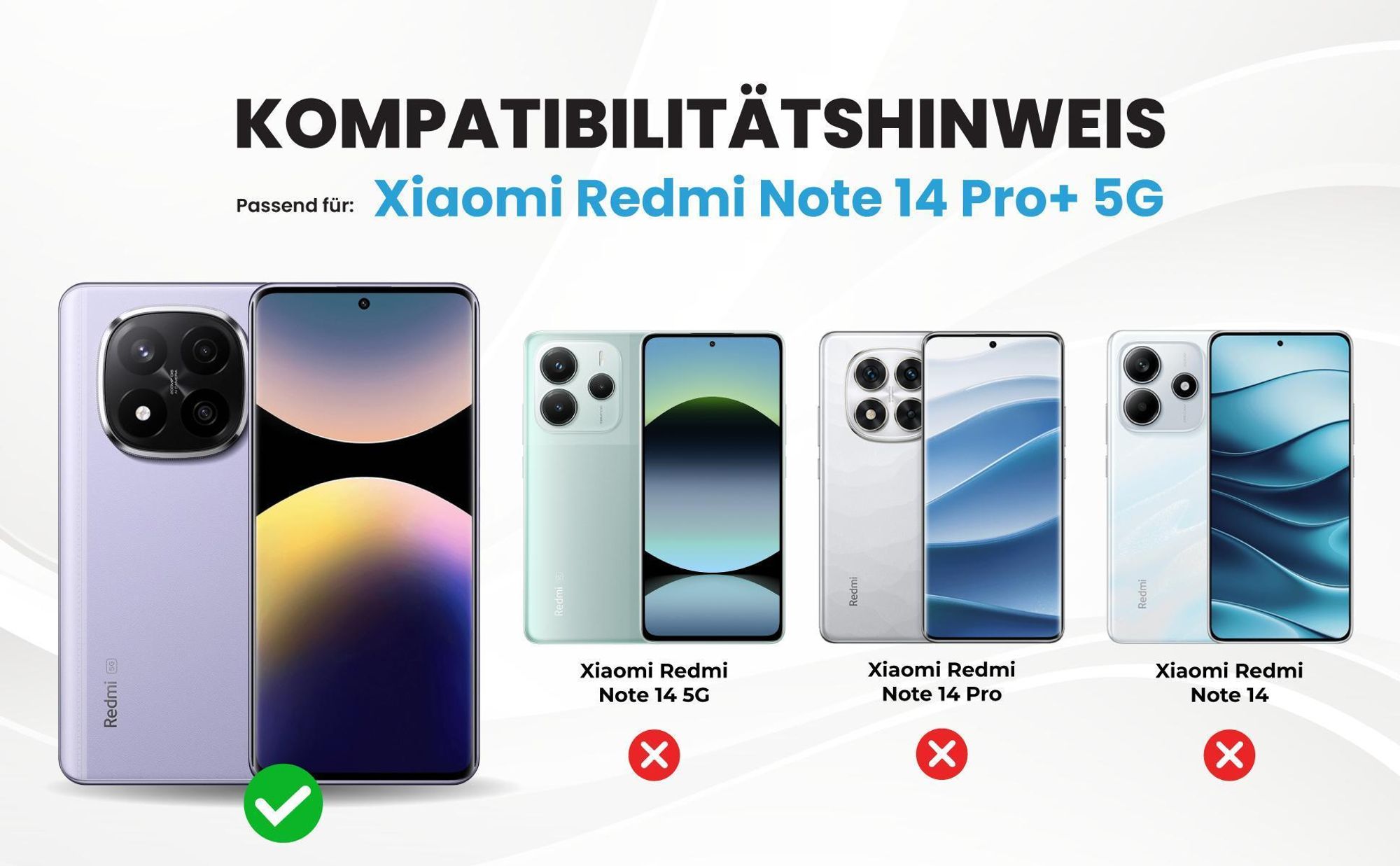 Kompatibilitätshinweise Hülle für Xiaomi Redmi Note 14 Pro+ 5G