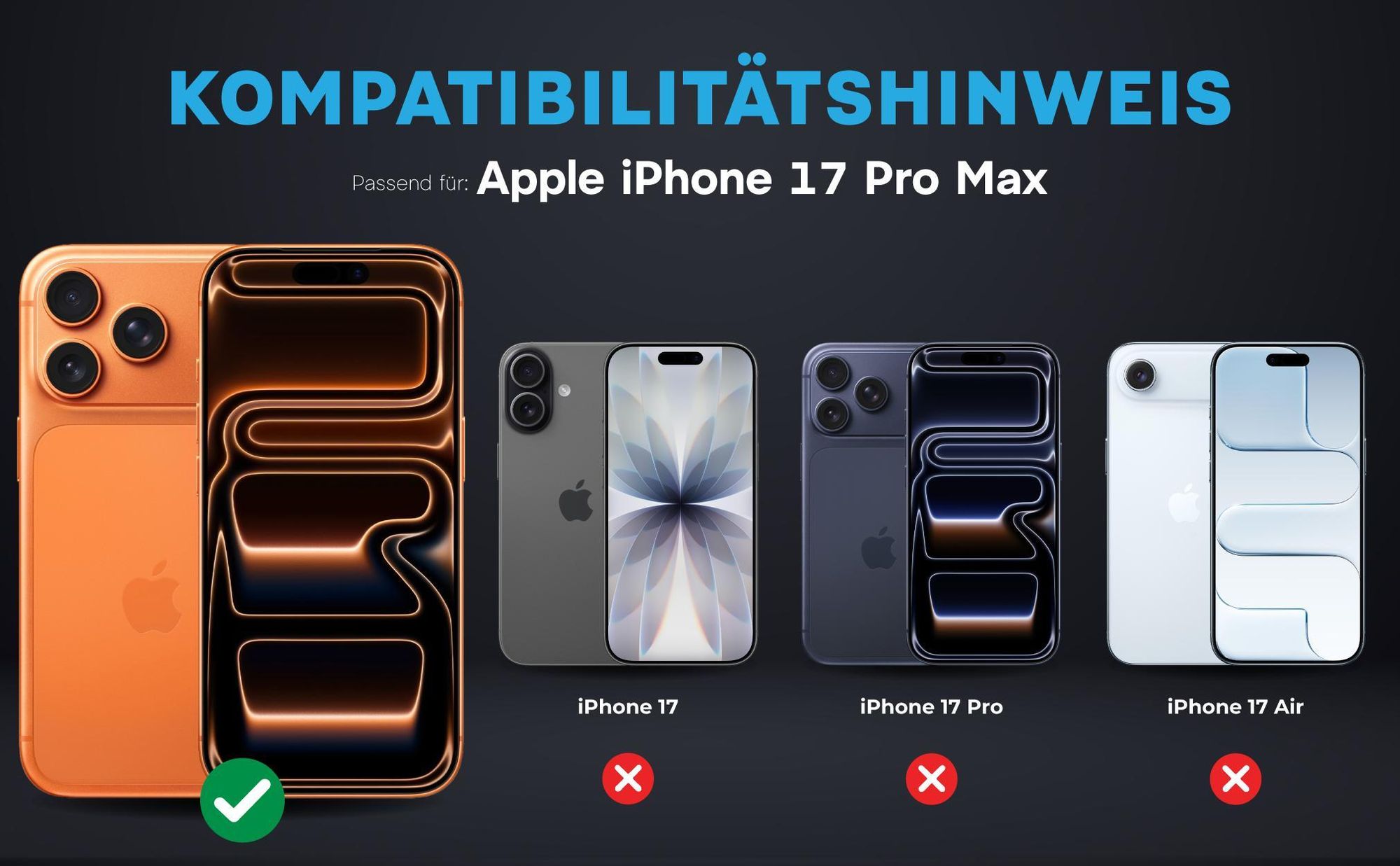 Kompatibilitätshinweise Kameraglas für Apple iPhone 17 Pro Max