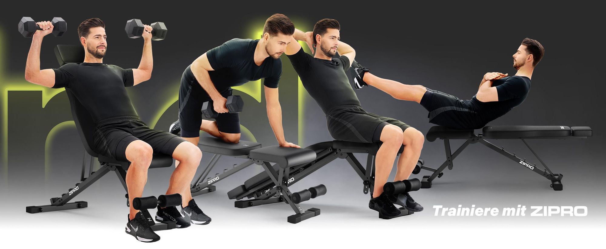 ZIPRO Grind Hantelbank Klappbar - Trainingsbank Verstellbar 300 kg Flachbank Schrägbank Negativbank Kraftstation Fitnessgerät für Zuhause