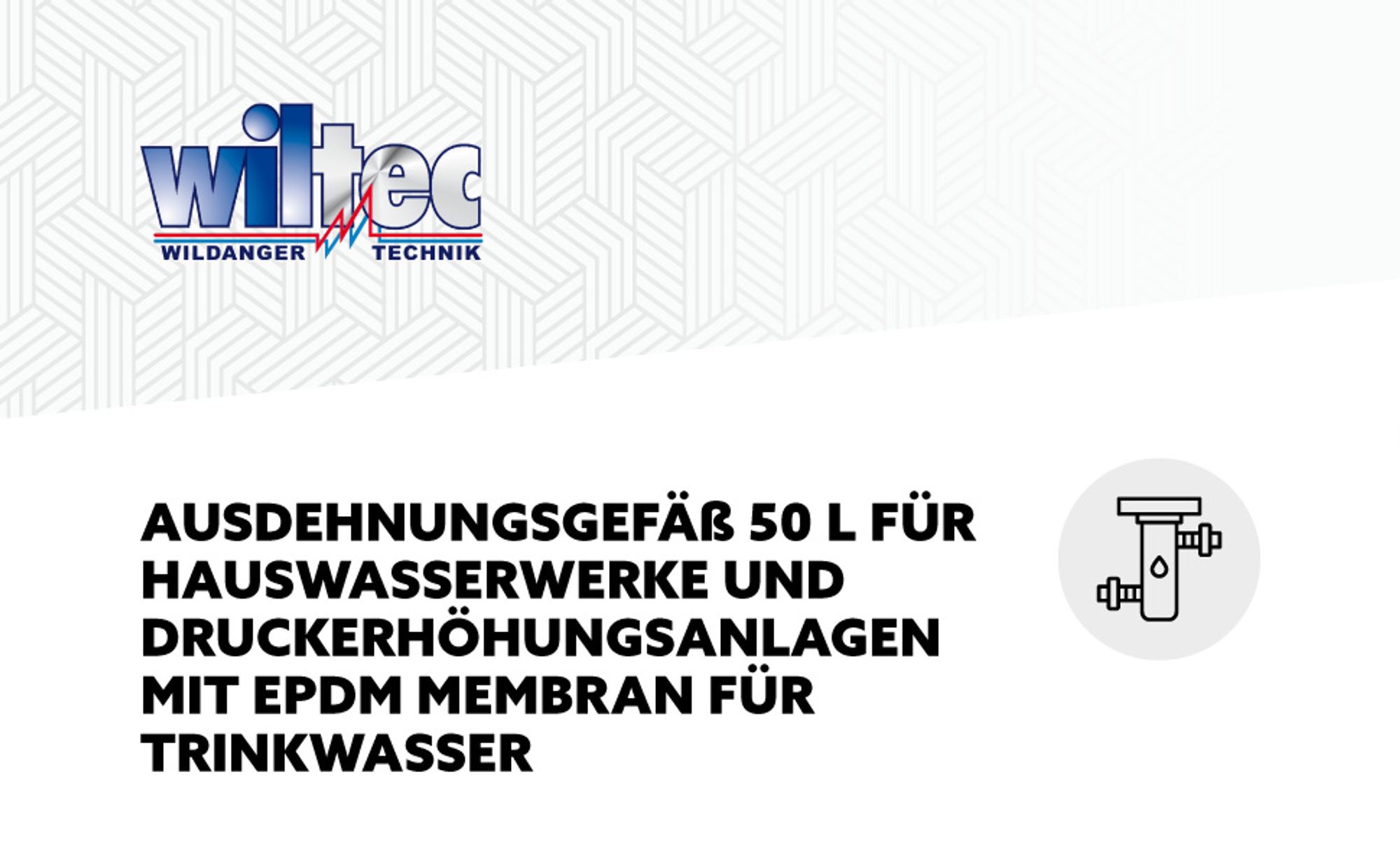Wiltec Ausdehnungsgefäß 50 Liter, vertikaler Membrankessel für Hauswasserwerke und Druckerhöhungsanlagen mit EPDM Membran