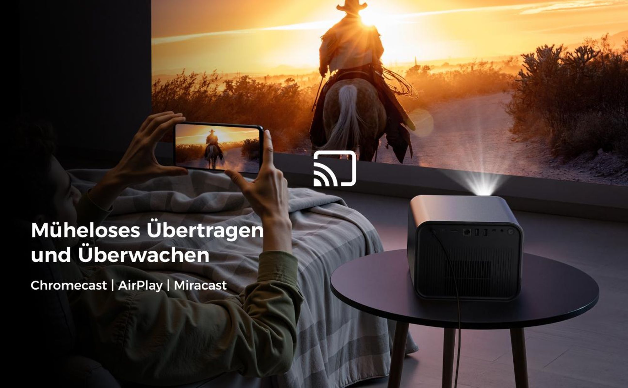 Ultimea Beamer 4k, Poseidon E100 DLP Projektor, 1800 ANSI-Lumen mit Google TV