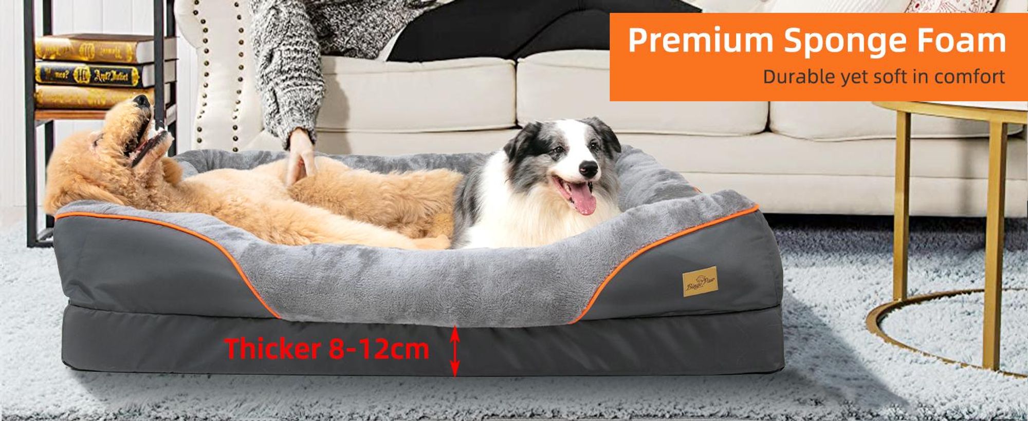 WISFOR Hundebett Hundekissen Tierbett Katzenbett Hundekorb Schlafplatz, waschbar & rutschfest & Bezug abnehmbar, XL: 97x72x29cm