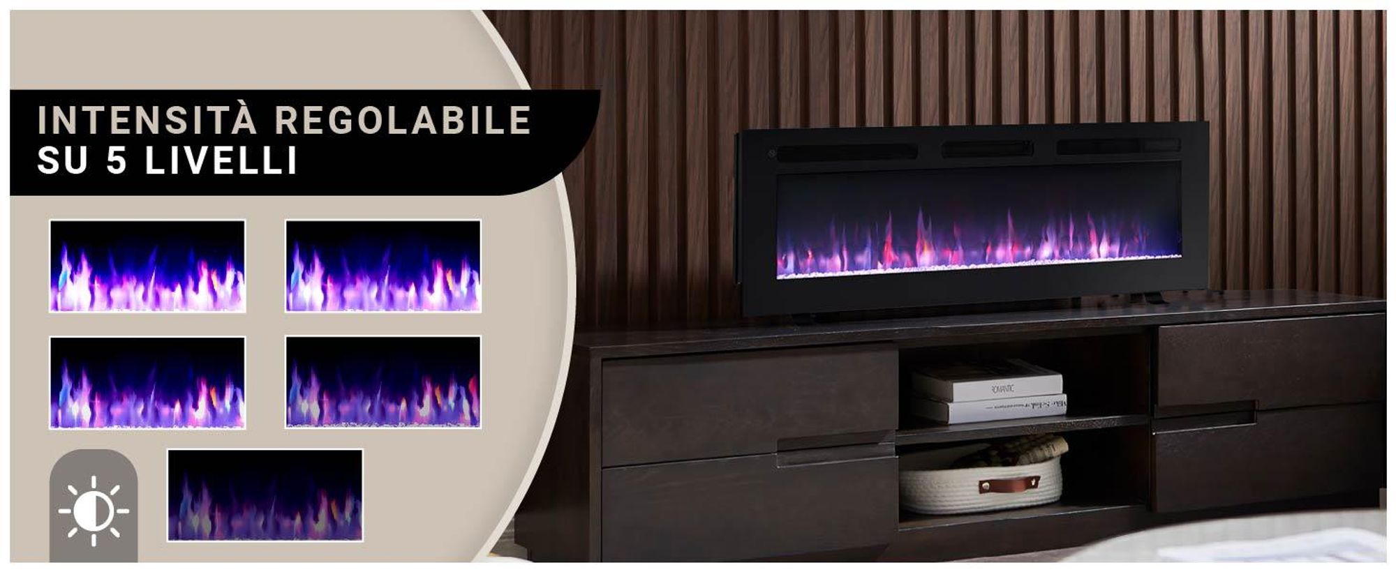 BALDERIA -design Leif 50 - Camino elettrico 3in1