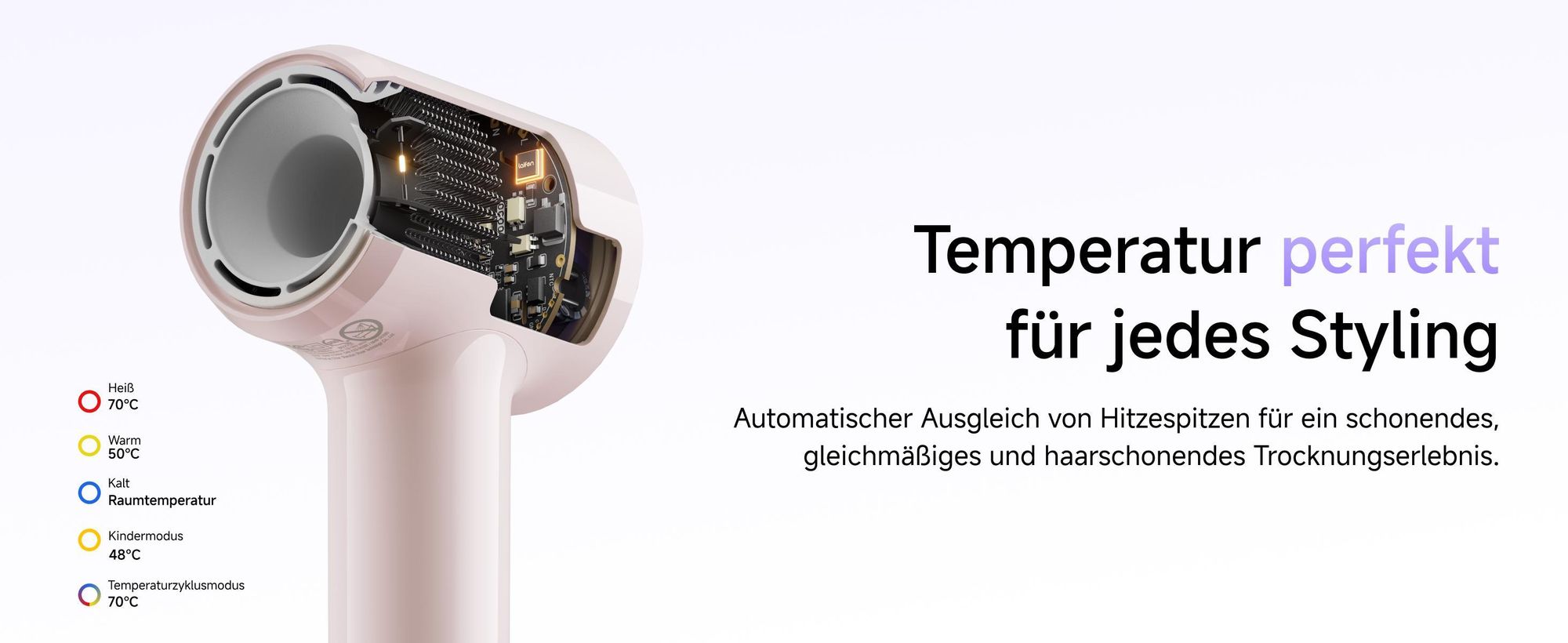 Laifen Air High-Speed Haartrockner 110.000 U/min Föhn mit intelligenter Temperaturkontrolle, Anti-Frizz Ionen, 280 g leicht