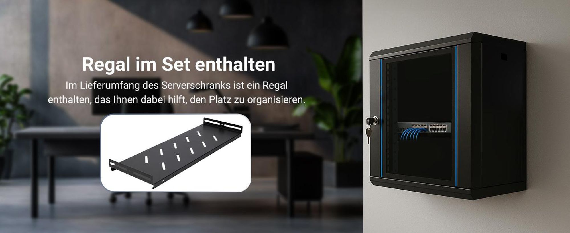 Extralink 19" Netzwerkschrank Serverschrank 12U 530x400mm Wandmontage + Fachboden