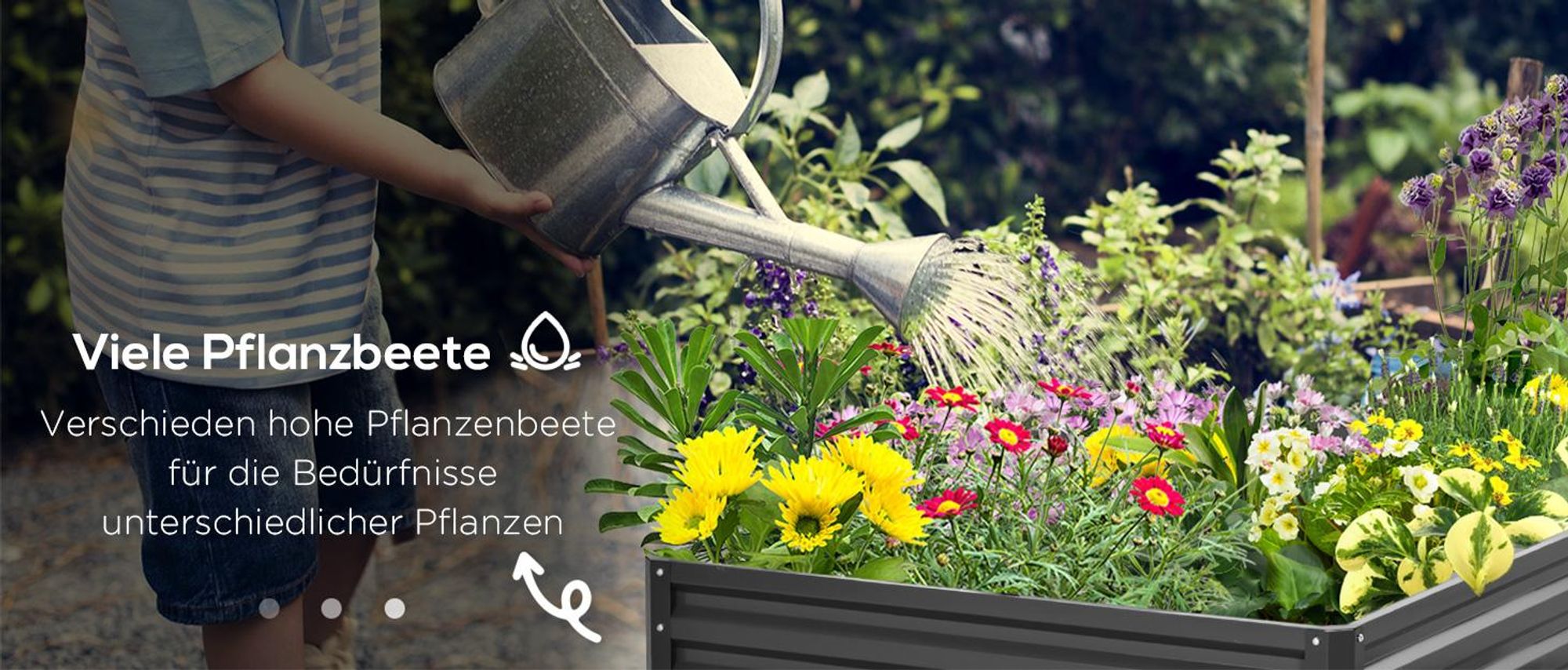 Outsunny Gartenbeet, Pflanzkasten mit Stahlgehäuse, 120 x 120 x 30 cm
